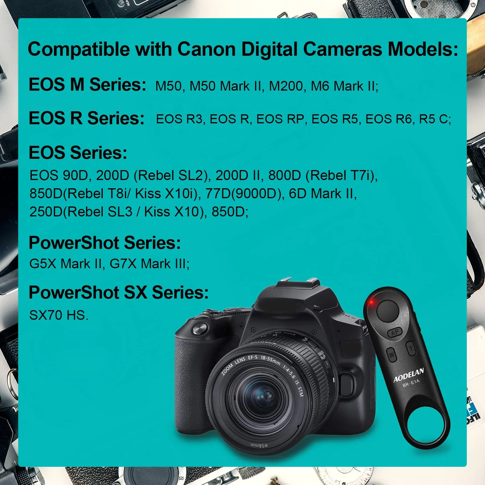 Wireless Camera Remote Shutter Release for Canon R3/ R7/ R10/ M50/ EOS M6 Mark II/R/RP /90D /6D Mark II /R5/ R6 /800D /850D /250D/Rebel SL2 /T7i /G5 X Mark II /G7 X Mark III, Replace Canon BR-E1 - Image 8