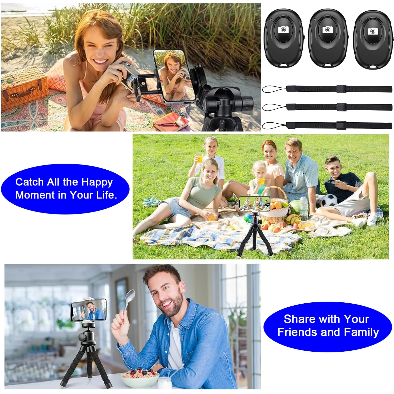 Wireless Camera Shutter Clicker | Camera Shutter Remote Control for iPhone & Android Smartphones | Wireless Remote Control Selfie Button - Includes Wrist Strap, Black - Image 7