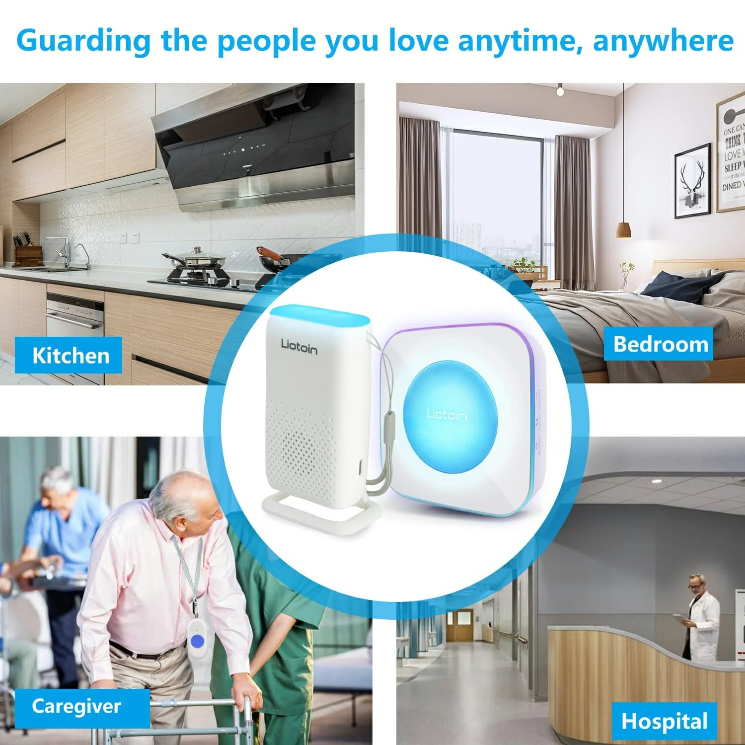 Wireless Caregiver Pager Call Button Alert Button Call Bell for Elderly Patients at Home Nurse Alert System 3 Waterproof Transmitters 1 Portable Receiver 1 plugin Receiver……… 3 Transmitters + 2 Receivers - Image 5