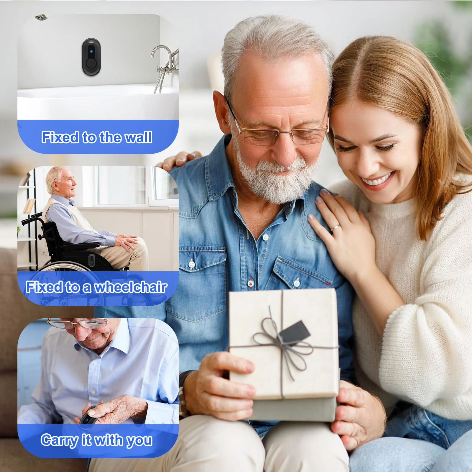 Wireless Caregiver Pager Call Button Nurse Call System 500Ft Range with LED Number Display for Elderly/Patient/Disabled at Home/Hospital/Clinic(6 Waterproof Call Button & 1 Receiver) 6 call button + 1 receiver - Image 8