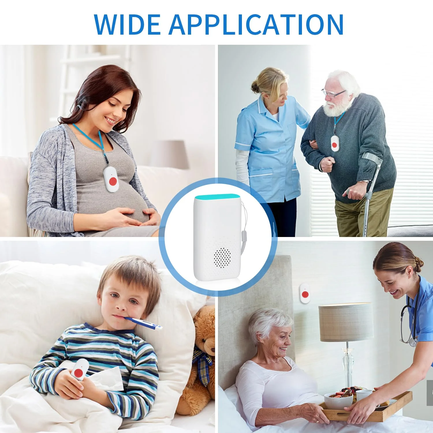 Wireless Caregiver Pager Nurse Alert System SOS Call Button Vibration Pager Nurse Calling Alert System with 58 Melodies 4 Adjust Volume Levels for Patients Seniors Elderly Monitoring at Home ] 1 Receiver 1 Call Button - Image 6
