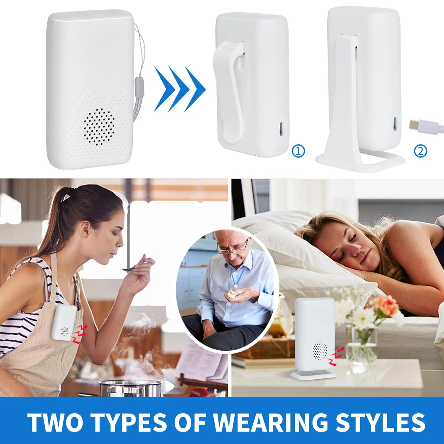 Wireless Caregiver Pager Nurse Alert System SOS Call Button Vibration Pager Nurse Calling Alert System with 58 Melodies 4 Adjust Volume Levels for Patients Seniors Elderly Monitoring at Home 2 Receiver 2 Call Button - Image 2