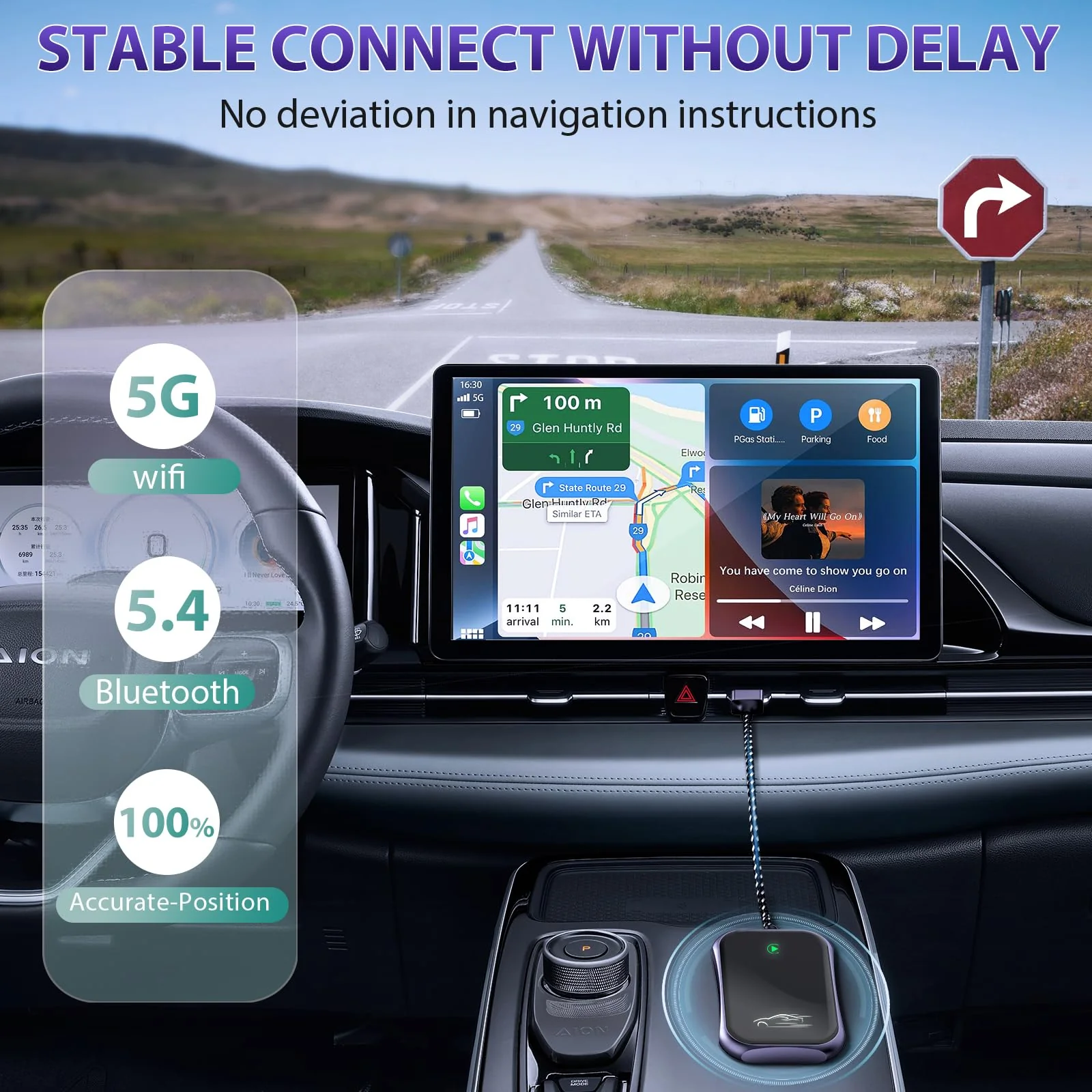 Wireless Carplay Adapter, 2024 Upgrade Converts Wired to Wireless Adapter for iPhone, Plug and Play Dongle for Apple Car Play, Bluetooth Wireless Control Adapter for Cars from 2016 and iOS 10+, Black - Image 3