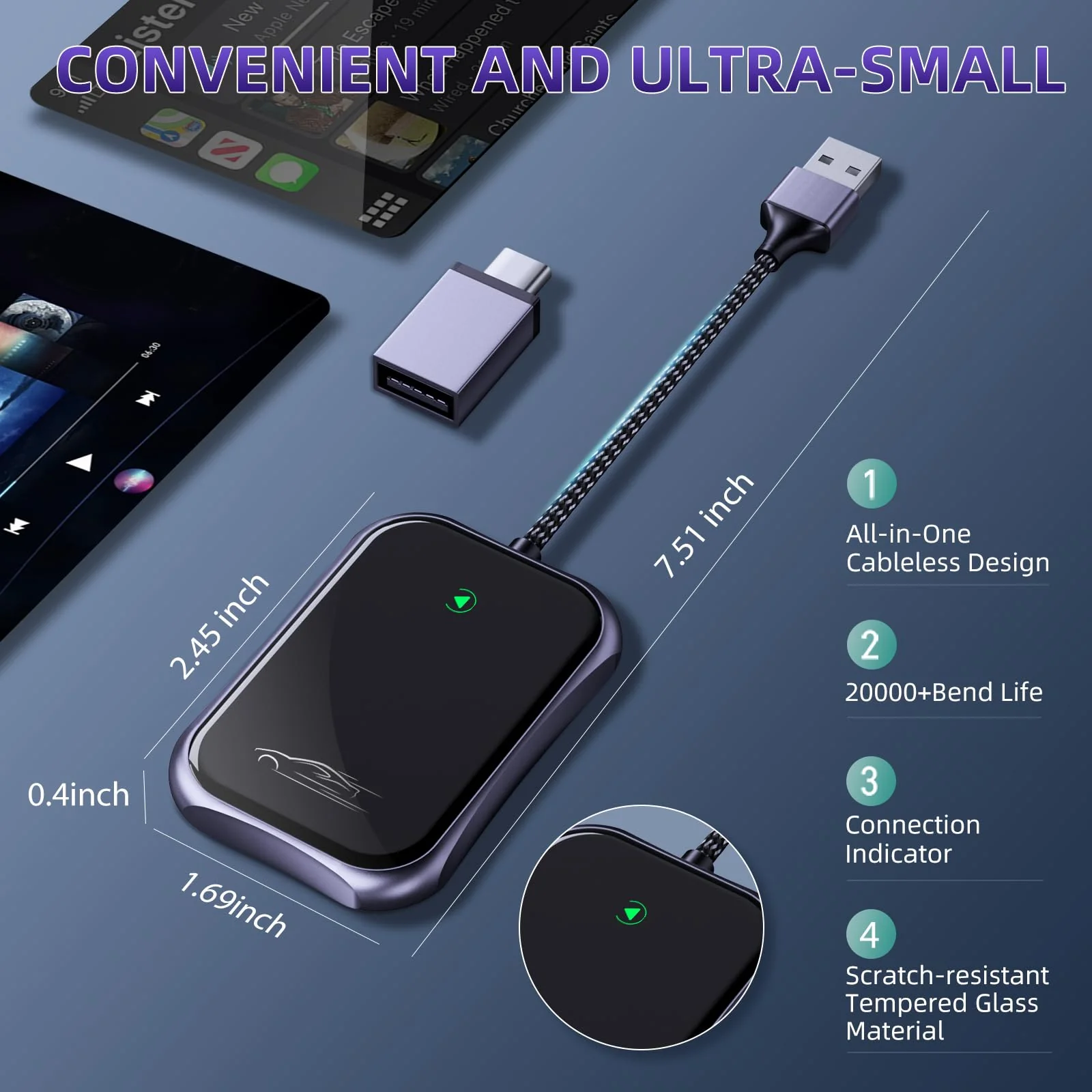 Wireless Carplay Adapter, 2024 Upgrade Converts Wired to Wireless Adapter for iPhone, Plug and Play Dongle for Apple Car Play, Bluetooth Wireless Control Adapter for Cars from 2016 and iOS 10+, Black - Image 9