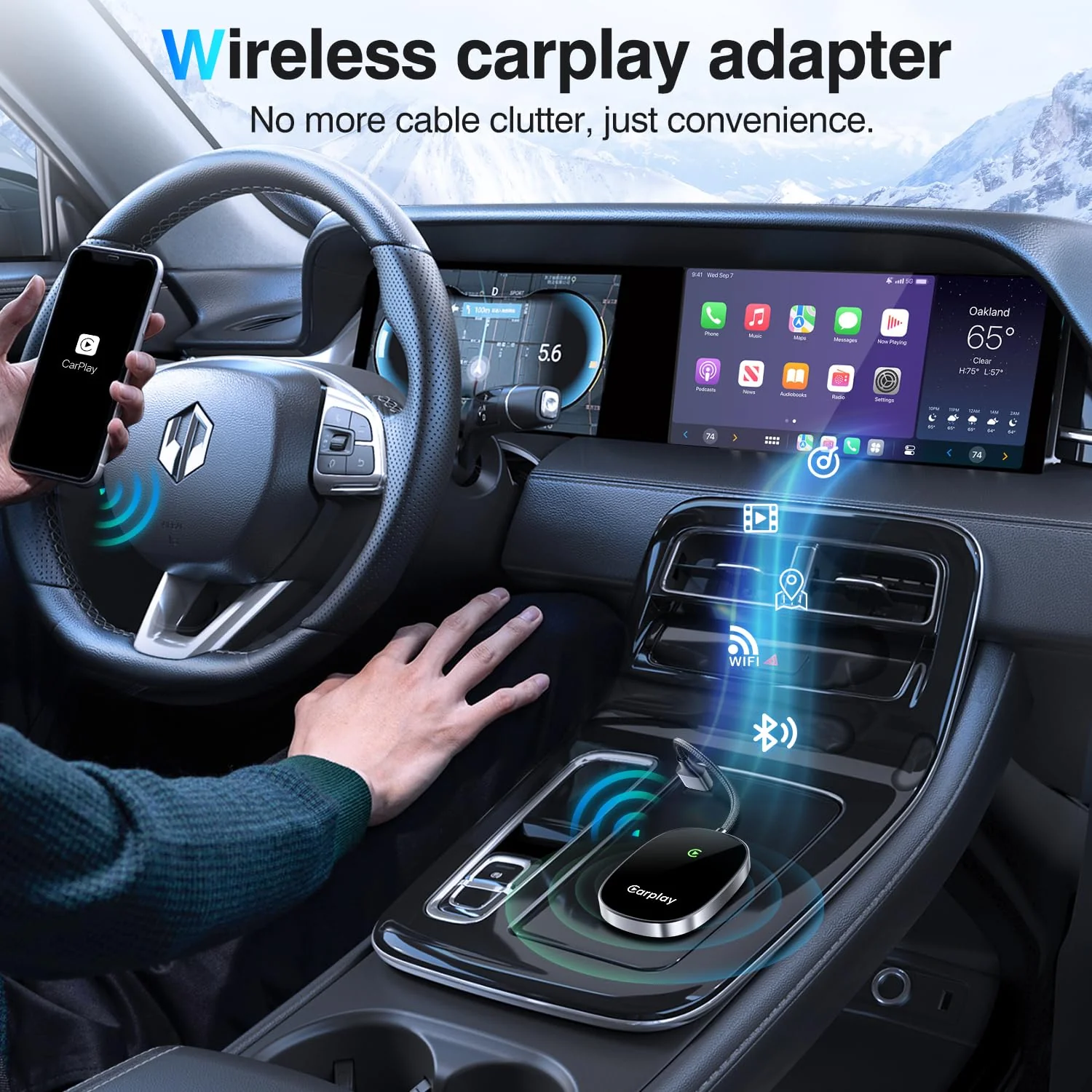Wireless CarPlay Adapter 2025 Upgraded, Converts Factory Wired CarPlay to Wireless, Plug and Play Car Play Wireless Adapter, Compatible with iPhone Multi-User Seamless Connection Black - Image 2