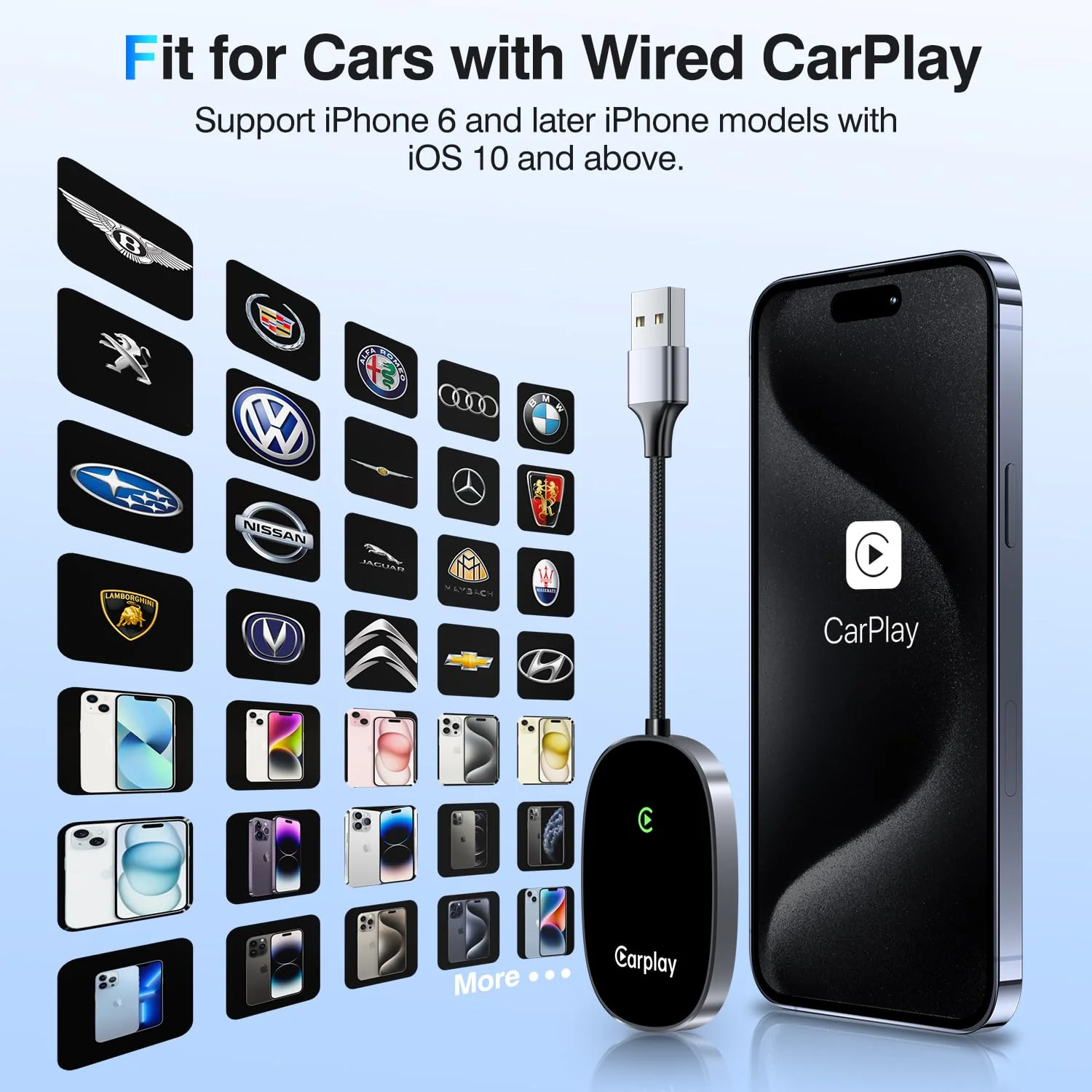 Wireless CarPlay Adapter 2025 Upgraded, Converts Factory Wired CarPlay to Wireless, Plug and Play Car Play Wireless Adapter, Compatible with iPhone Multi-User Seamless Connection Black - Image 6