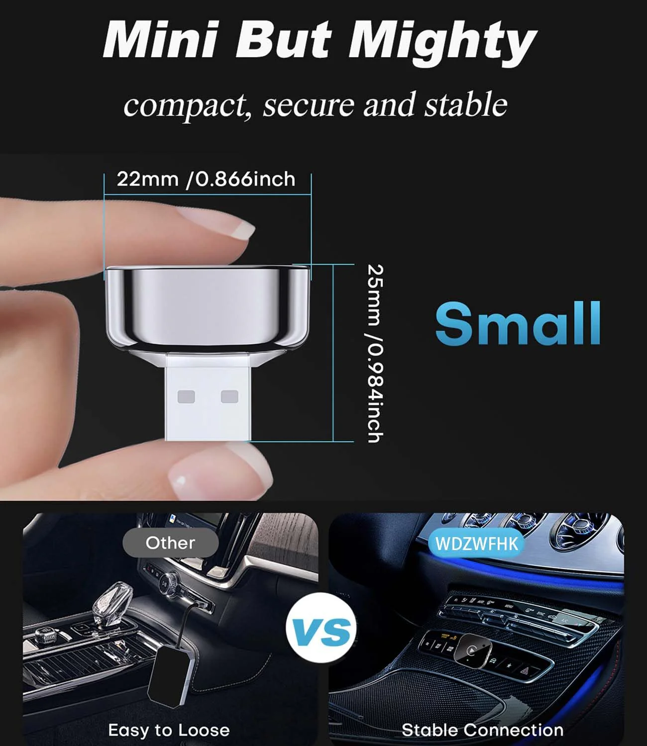 Wireless CarPlay Adapter & Android Auto Dongle, Fast Auto-Connect, Compact Plug & Play Wireless CarPlay Converter for iPhone & Android, USB/USB-C, No Delay, Seamless Reconnection (Black) - Image 2