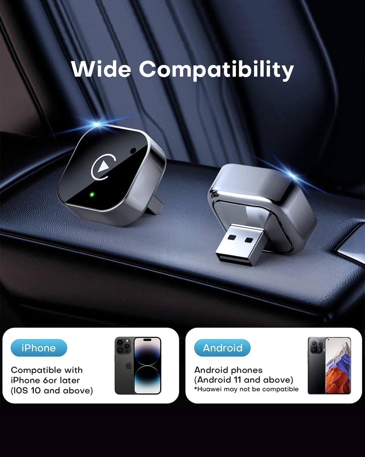Wireless CarPlay Adapter & Android Auto Dongle, Fast Auto-Connect, Compact Plug & Play Wireless CarPlay Converter for iPhone & Android, USB/USB-C, No Delay, Seamless Reconnection (Black) - Image 7