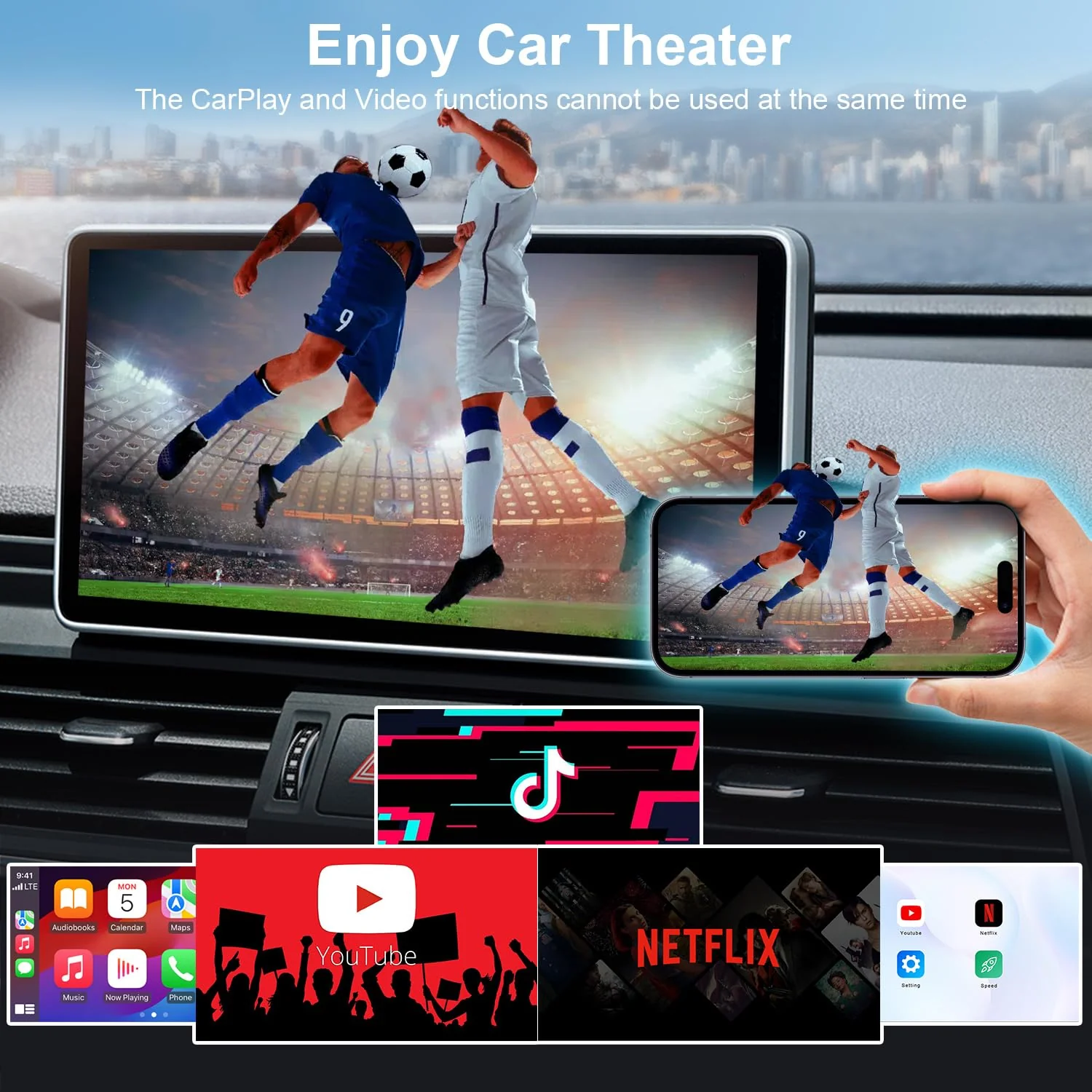 Wireless CarPlay Adapter, CarPlay Wireless Adapter Supports Netflix, YouTube, and Tiktok Stream Media Play, for OEM Wired CarPlay to Wireless Dongle, Fits for Cars from 2016 & iOS 10+ Phone - Image 3