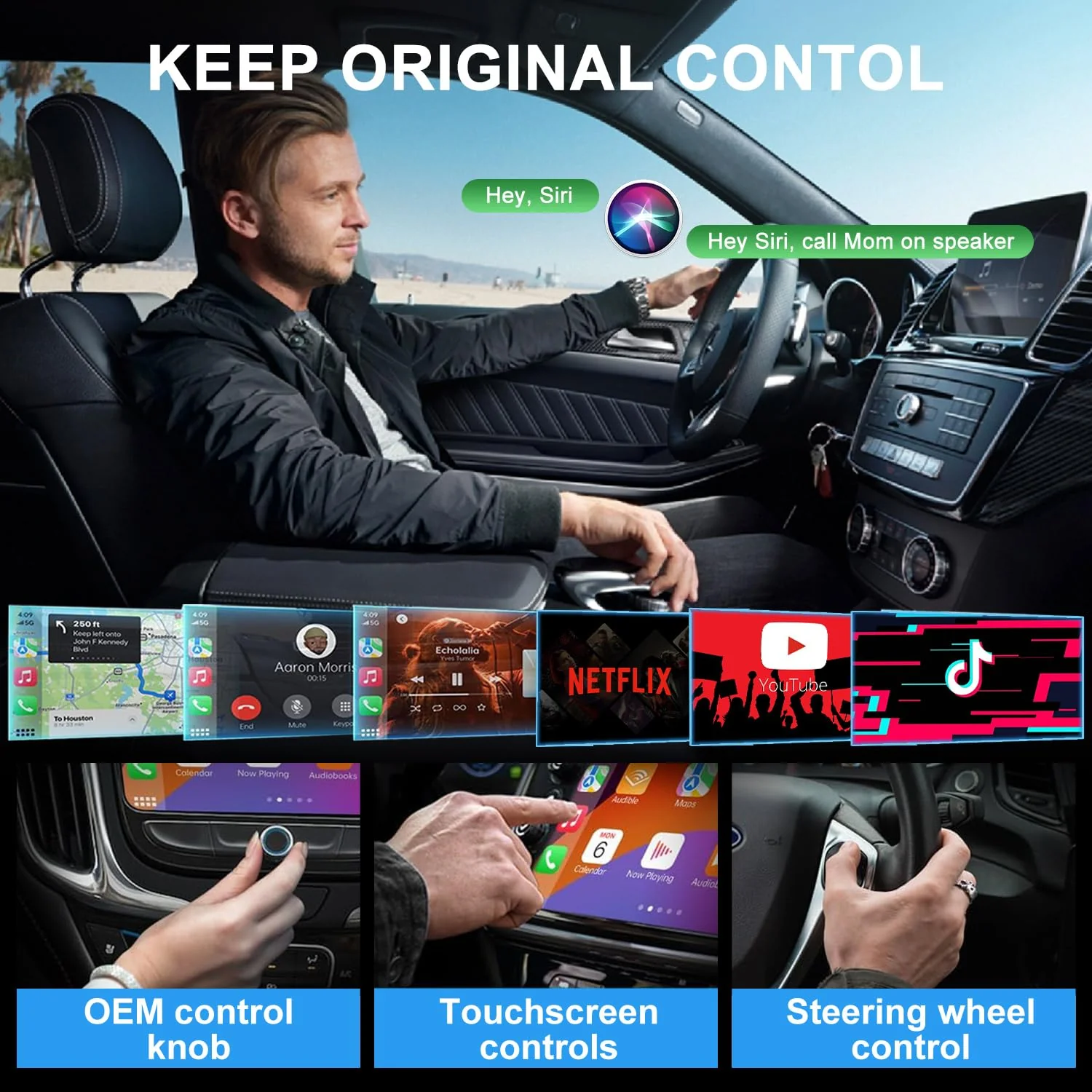 Wireless CarPlay Adapter, CarPlay Wireless Adapter Supports Netflix, YouTube, and Tiktok Stream Media Play, for OEM Wired CarPlay to Wireless Dongle, Fits for Cars from 2016 & iOS 10+ Phone - Image 4