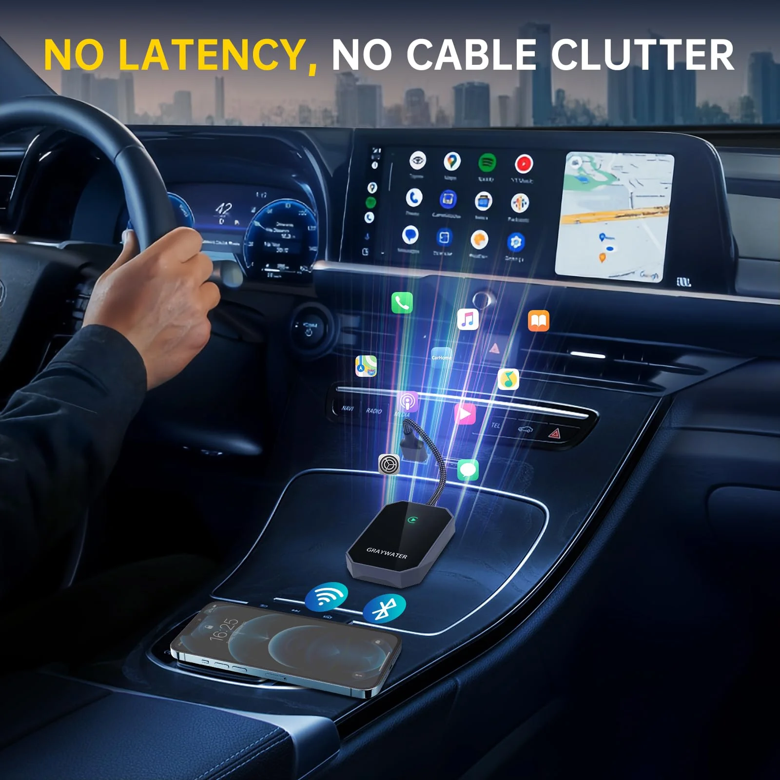 Wireless CarPlay Adapter, Convert OEM Wired to Wireless Car Play Dongle Fit for Cars 2015+ & for Apple iPhone iOS 10+, Innovative Seamless Control Plug & Play Black Gray - Image 5