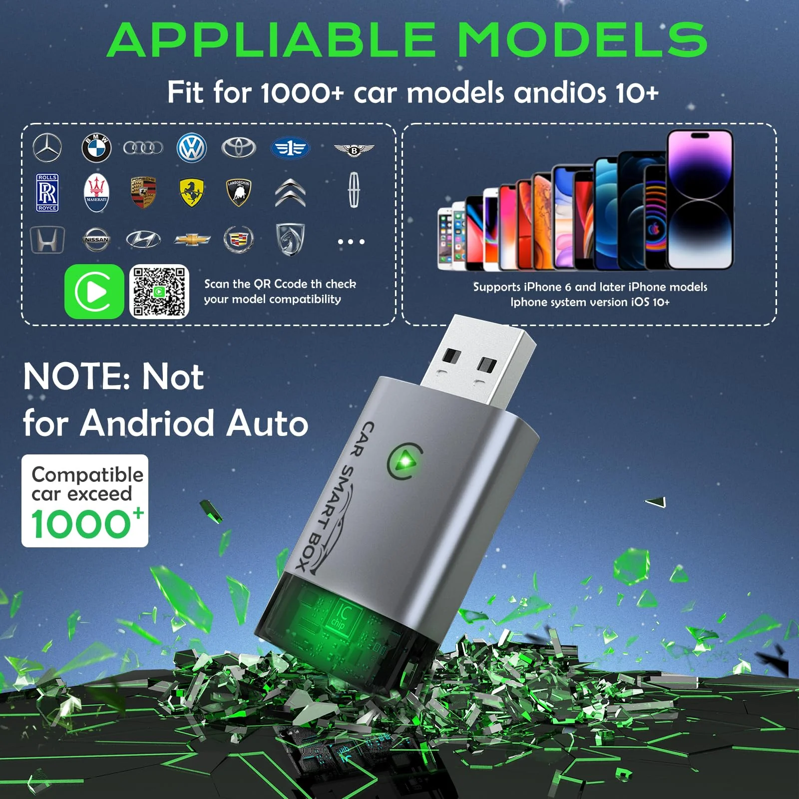 Wireless Carplay Adapter for Apple, 2024 Upgrade Bluetooth Carplay Convert Wired to Wireless, Carplay Wireless Adapter for iPhone Apple Dongle iOS10+, Carpaly for Cars Keeps Fastest Stable in 2016+Car Mini - Image 8