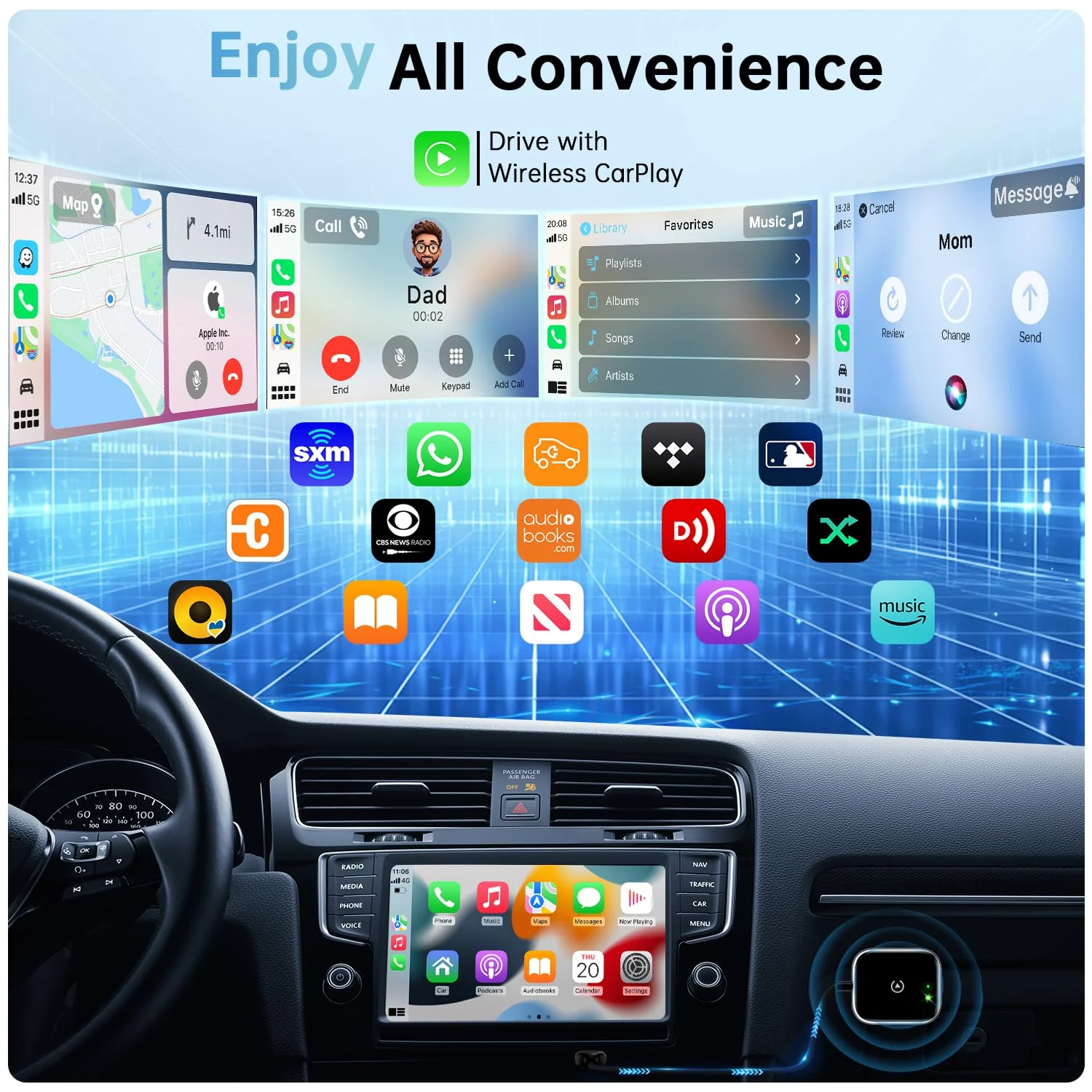 Wireless CarPlay Adapter for Apple CarPlay, Easy to Upgrade Wired CarPlay to Wireless, Instant Connectivity, Super Mini Car Play Dongle for iPhone Fit for Cars with Built-in CarPlay - Image 3