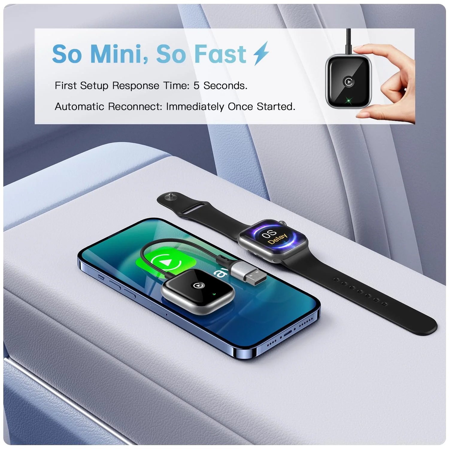 Wireless CarPlay Adapter for Apple CarPlay, Easy to Upgrade Wired CarPlay to Wireless, Instant Connectivity, Super Mini Car Play Dongle for iPhone Fit for Cars with Built-in CarPlay - Image 5