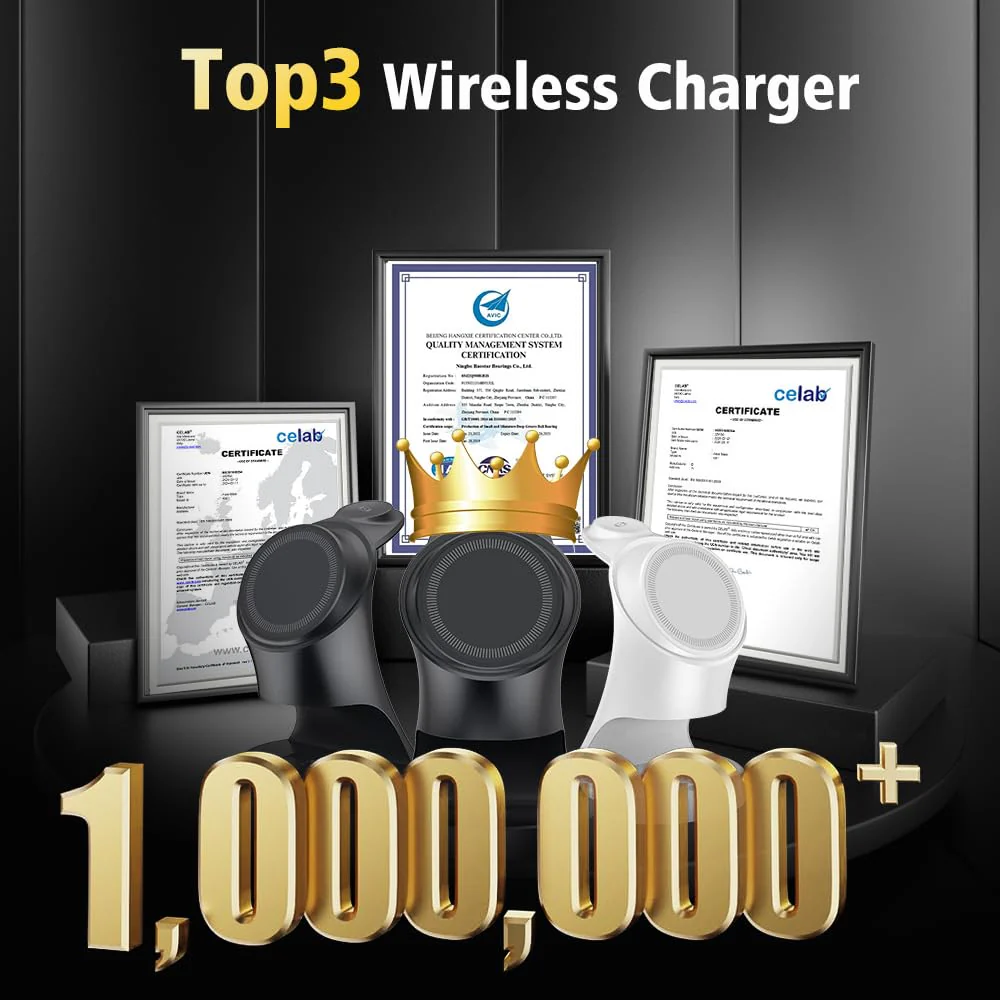 Wireless Charger,3 in 1 Magnetic Wireless Charger Stand, Fast Wireless Charging Dock for iPhone16/15/14/13/12 Series, Apple Watch Series, AirPods Pro. Black - Image 7