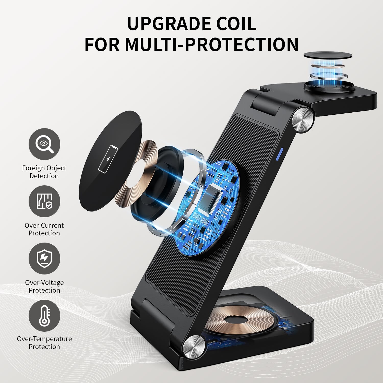 Wireless Charger iphone,3 in 1 Foldable Magnetic Wireless charging station,Travel Charger for Multiple Devices for iPhone 15/14/13/12 /Pro/Pro Max, Apple Watch Ultra/SE/9/8/7/6/5/4/3/2,Air Pods - Image 7