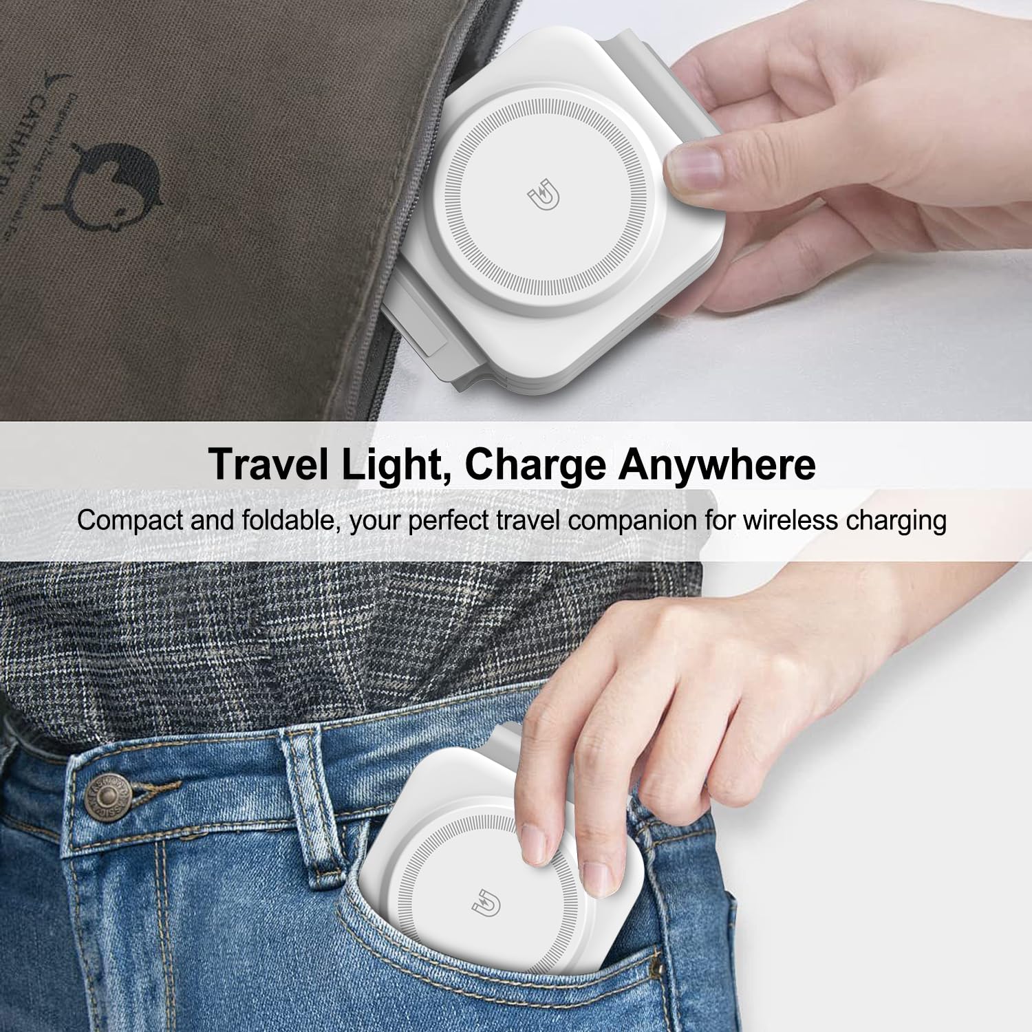 Wireless Charging Station for Apple Multiple Devices - 3 in 1 Foldable Magnetic Wireless Charger - Travel Charging Pad for iPhone 16 15 14 13 12 Pro Max Plus Watch & AirPods (White) White - Image 2