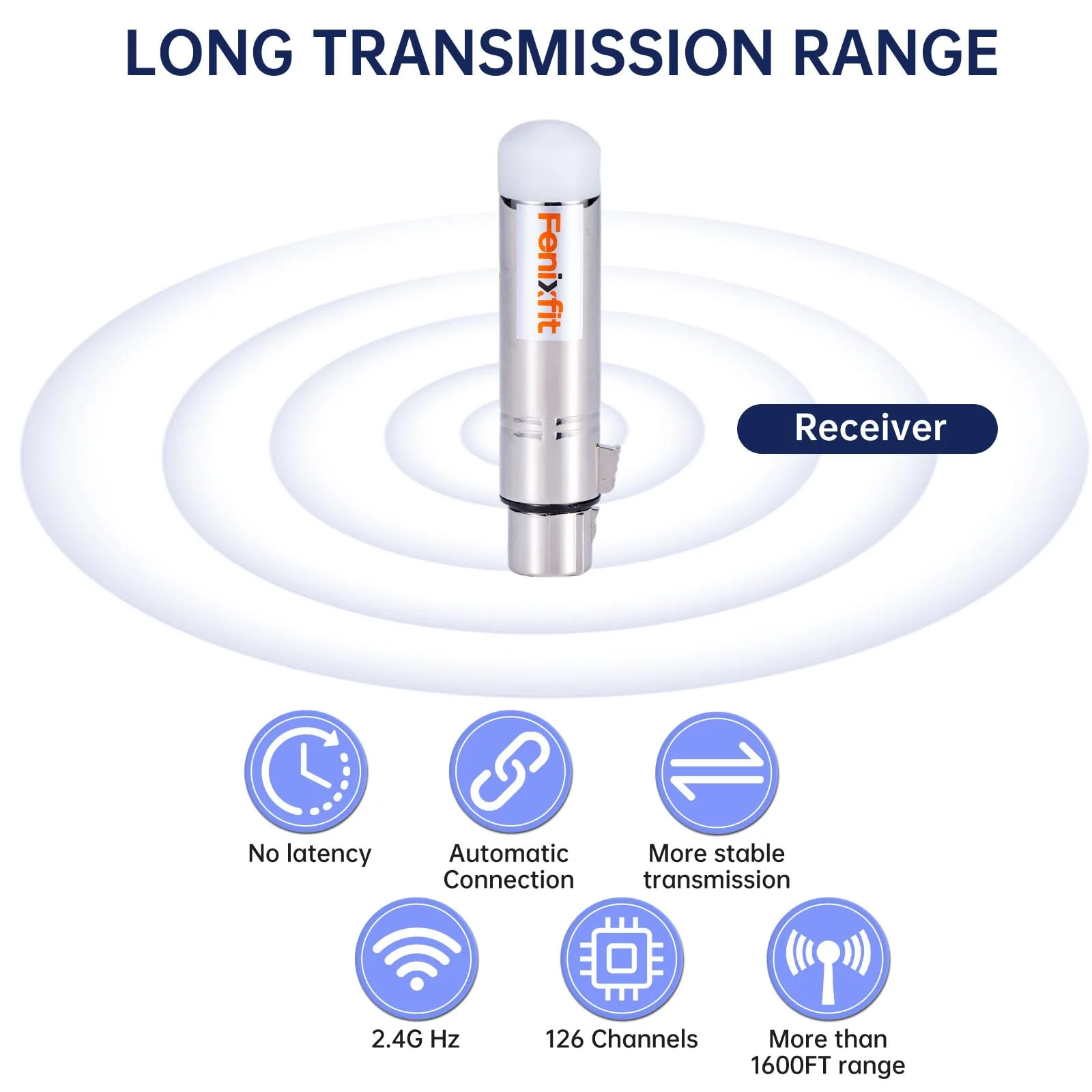 Wireless DMX512 Receiver No Latency DJ 2.4G DMX Wireless 1 Receiver Long Transmission Range DMX Light Controller for LED Stage Disco Party Church Bar Lighting(Receiver Only) Plug in Silver - Image 3