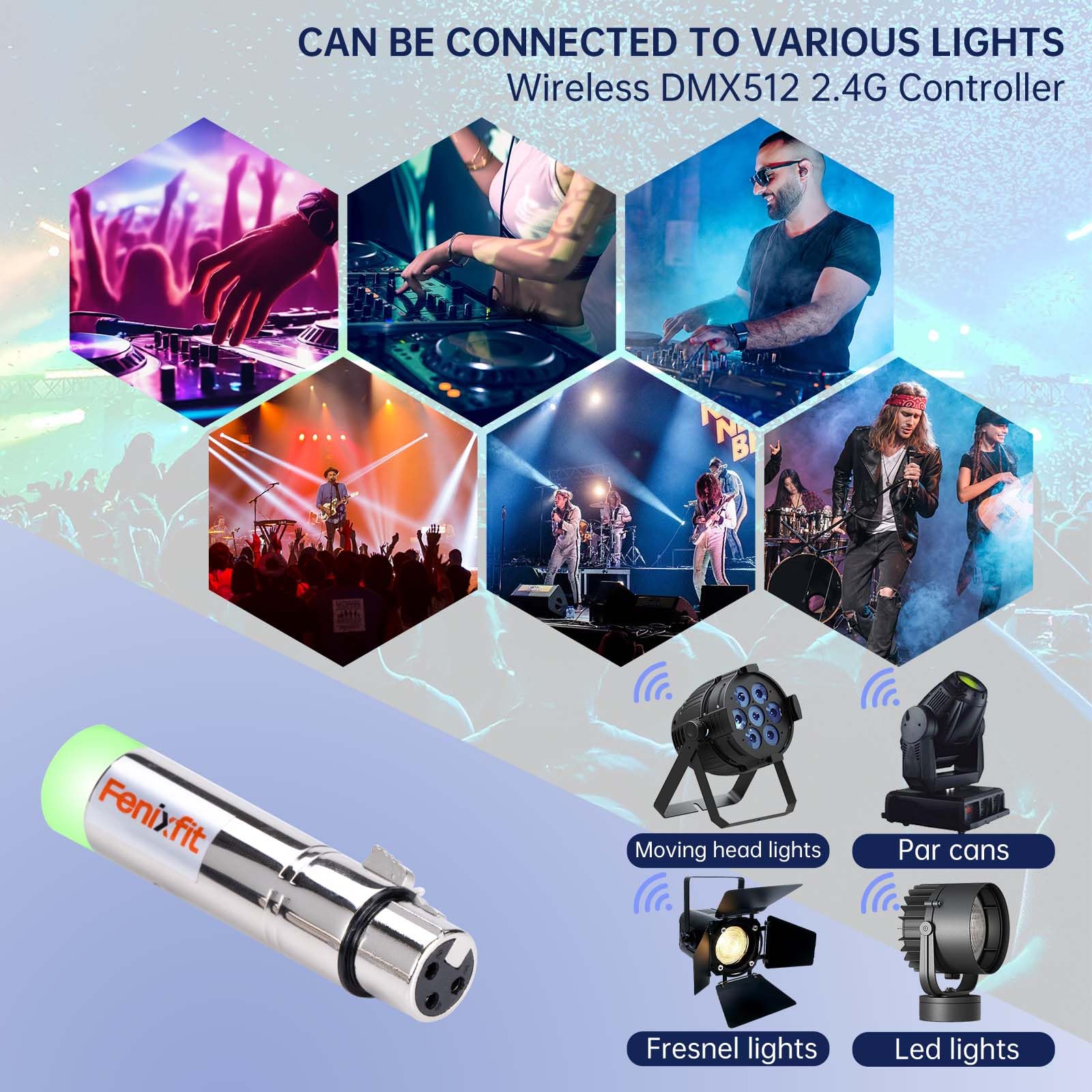 Wireless DMX512 Receiver No Latency DJ 2.4G DMX Wireless 1 Receiver Long Transmission Range DMX Light Controller for LED Stage Disco Party Church Bar Lighting(Receiver Only) Plug in Silver - Image 4