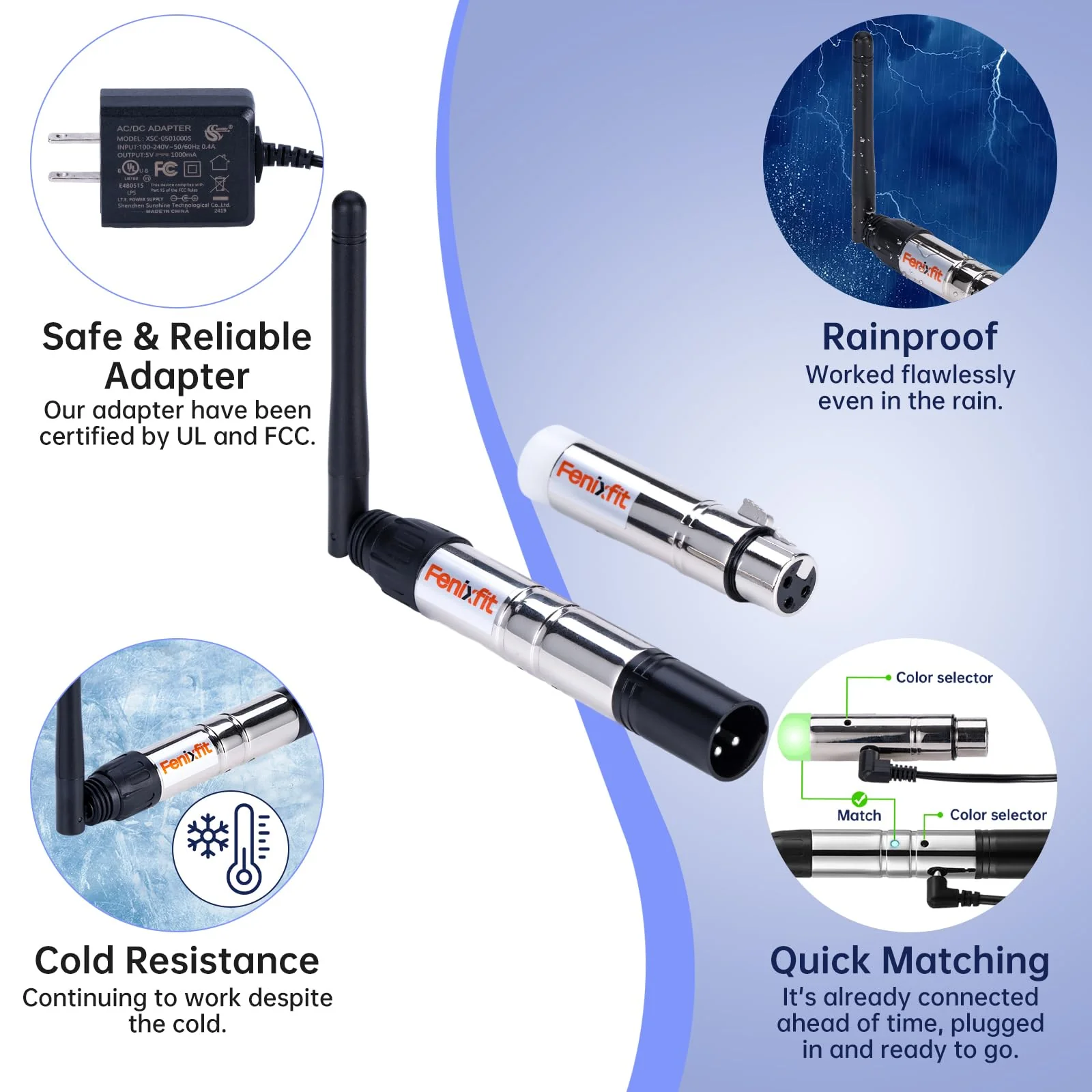 Wireless DMX512 Transmitter Receiver No Latency DJ 2.4G DMX Wireless 1 Transmitter & 3 Receivers Long Transmission Range DMX Light Controller for LED Stage Disco Lighting 4PCS Silver - Image 2