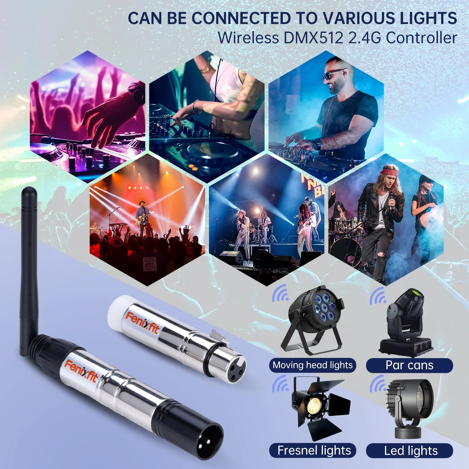 Wireless DMX512 Transmitter Receiver No Latency DJ 2.4G DMX Wireless 1 Transmitter & 3 Receivers Long Transmission Range DMX Light Controller for LED Stage Disco Lighting 4PCS Silver - Image 5