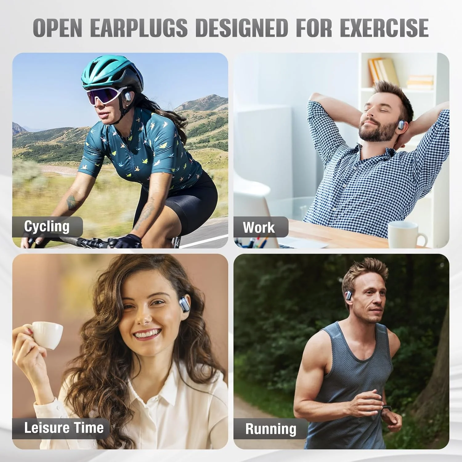 Wireless Earbuds Bluetooth Headphones 80hrs Playback Ear Buds Power Display with Noise Canceling Mic with Earhooks for Sports/Workout/Running, Black - Image 6
