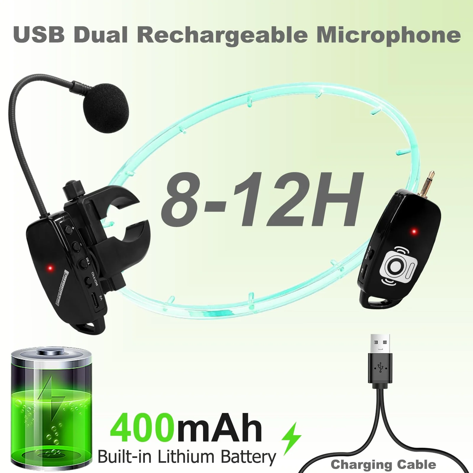 Wireless Flute Microphone for Instrument System: 2.4G Cordless Professional Mic Wind Music Instruments Microphone Receiver and Transmitter, 160ft Range for Flute, Piccolo, Clarinet - Image 4