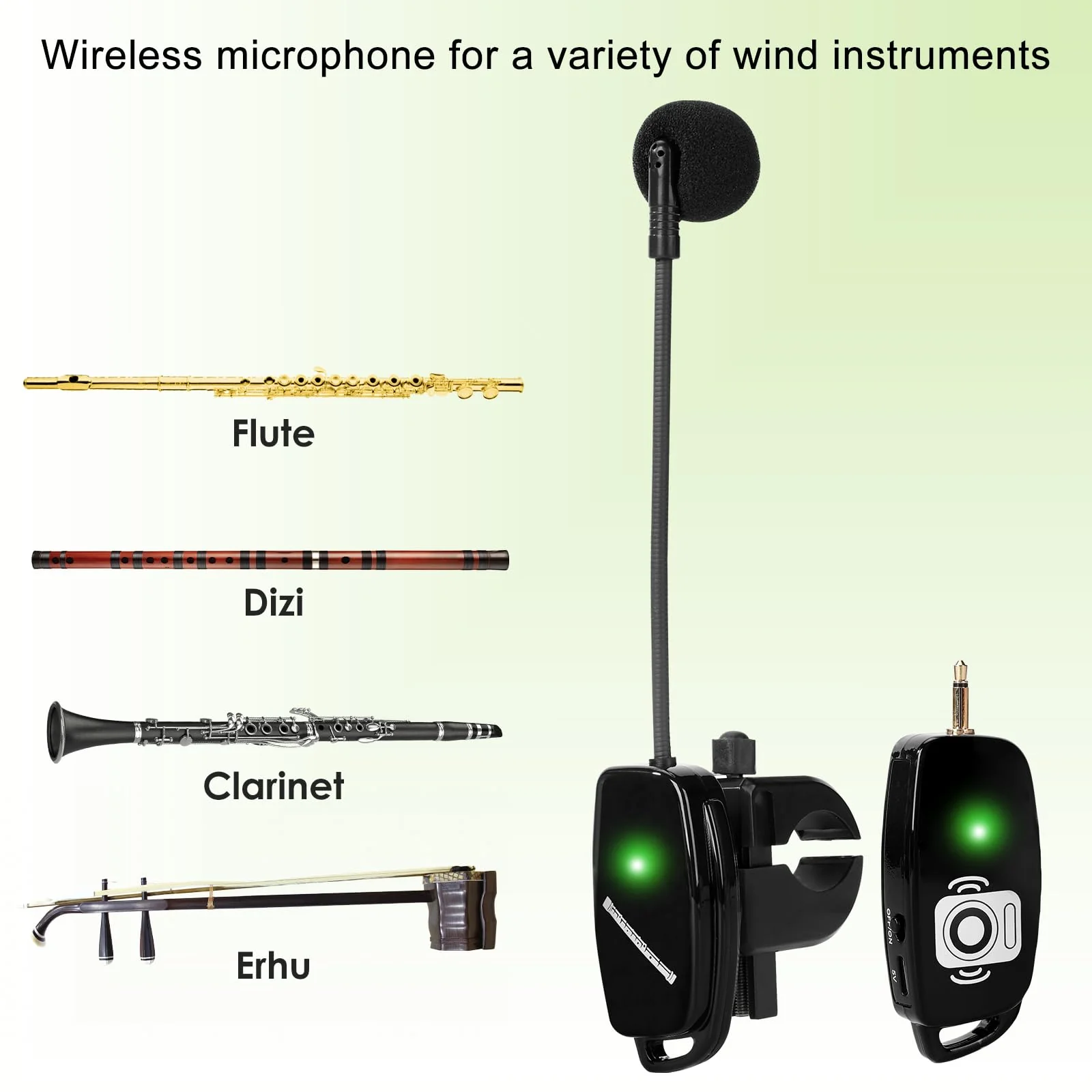 Wireless Flute Microphone for Instrument System: 2.4G Cordless Professional Mic Wind Music Instruments Microphone Receiver and Transmitter, 160ft Range for Flute, Piccolo, Clarinet - Image 5