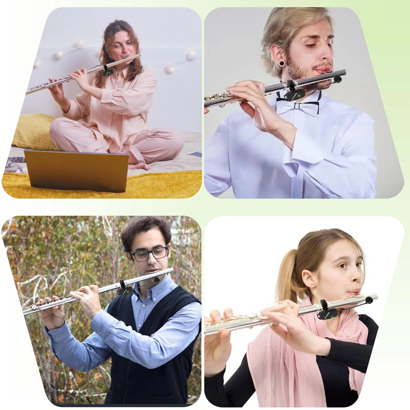 Wireless Flute Microphone for Instrument System: 2.4G Cordless Professional Mic Wind Music Instruments Microphone Receiver and Transmitter, 160ft Range for Flute, Piccolo, Clarinet - Image 6