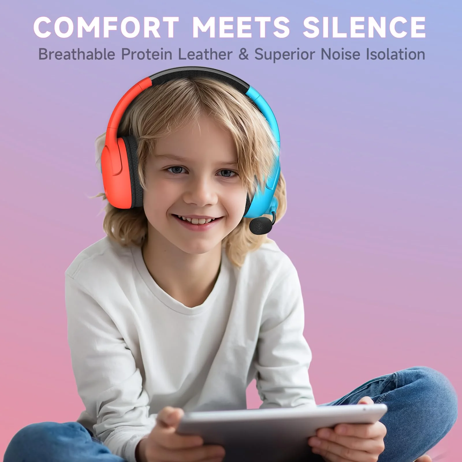 Wireless Gaming Headset for Nintendo Switch/Lite/OLED, Wireless Gaming Headphones with Mic for Nintendo Switch 2/Fortnite/Sports - Red/Blue - Image 7