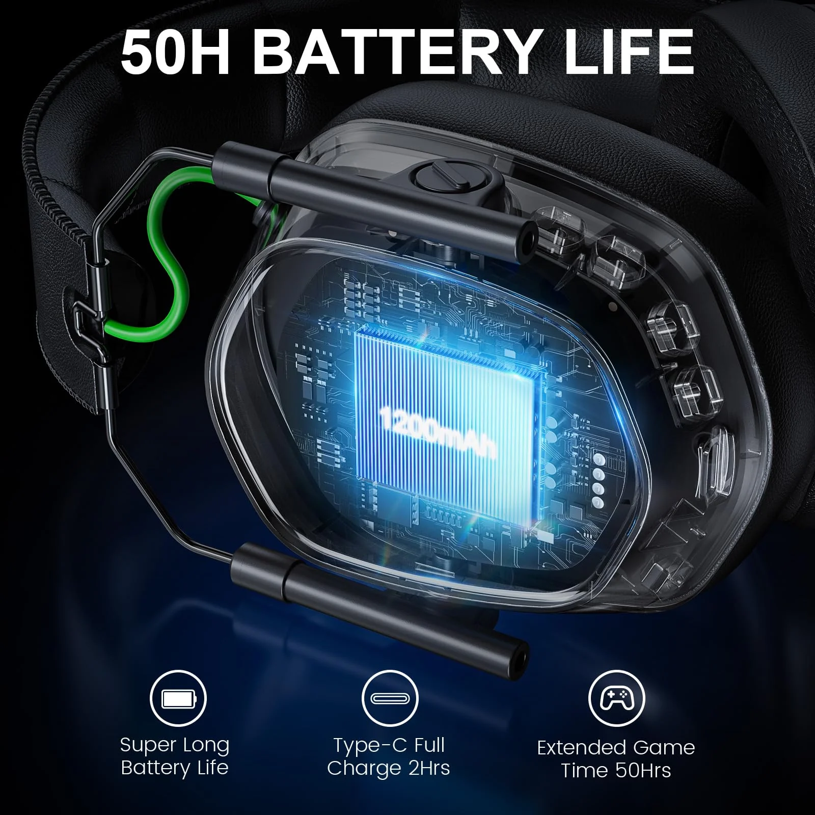Wireless Gaming Headset for PS5, PS4, PC, Switch – 2.4GHz & Bluetooth Headphones with Mic, 20ms Low Latency, 3D Stereo Sound, ENC Noise Canceling, RGB Lighting, 50H Battery Life Graphite Black - Image 3