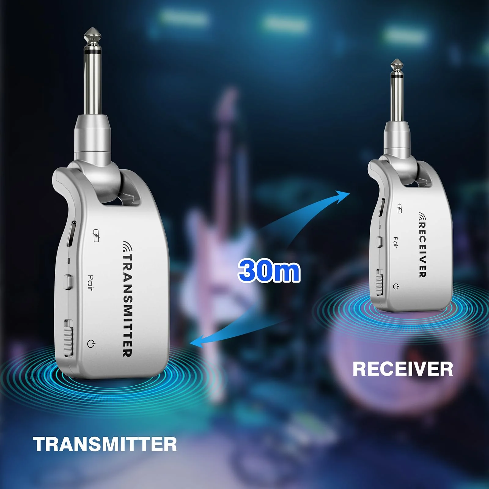 Wireless Guitar System 2.4 GHz Guitar wireless system wireless guitar transmitter receiver with USB 6 Channels Transmission Range for Electric Guitar Bass Acoustic Guitar,Band,Rehearsal,Show - Image 3