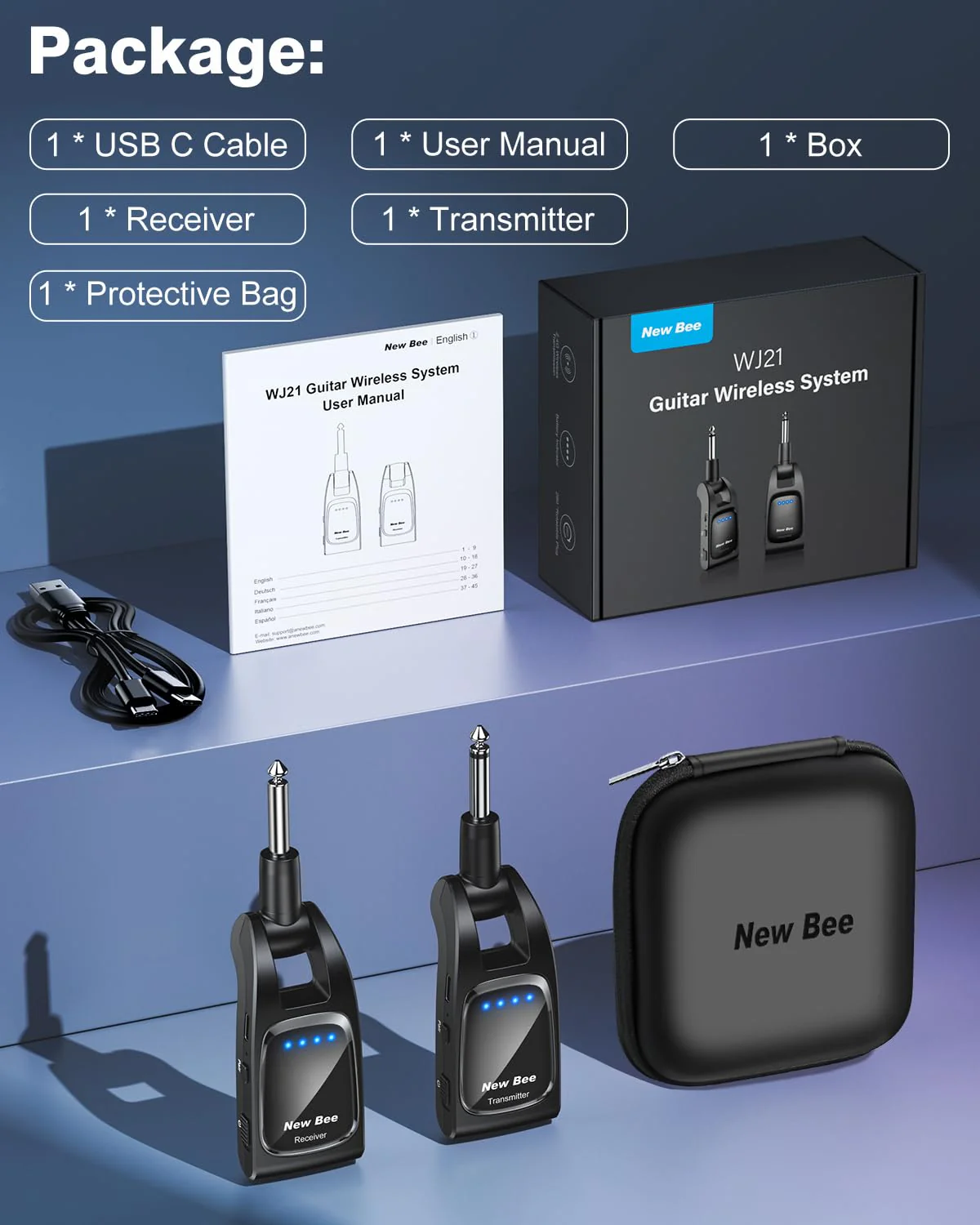 Wireless Guitar System 2.4 GHz with 6 Channels Rechargeable Audio Wireless Guitar Transmitter Receiver for Bass Electric Instruments Black - Image 7