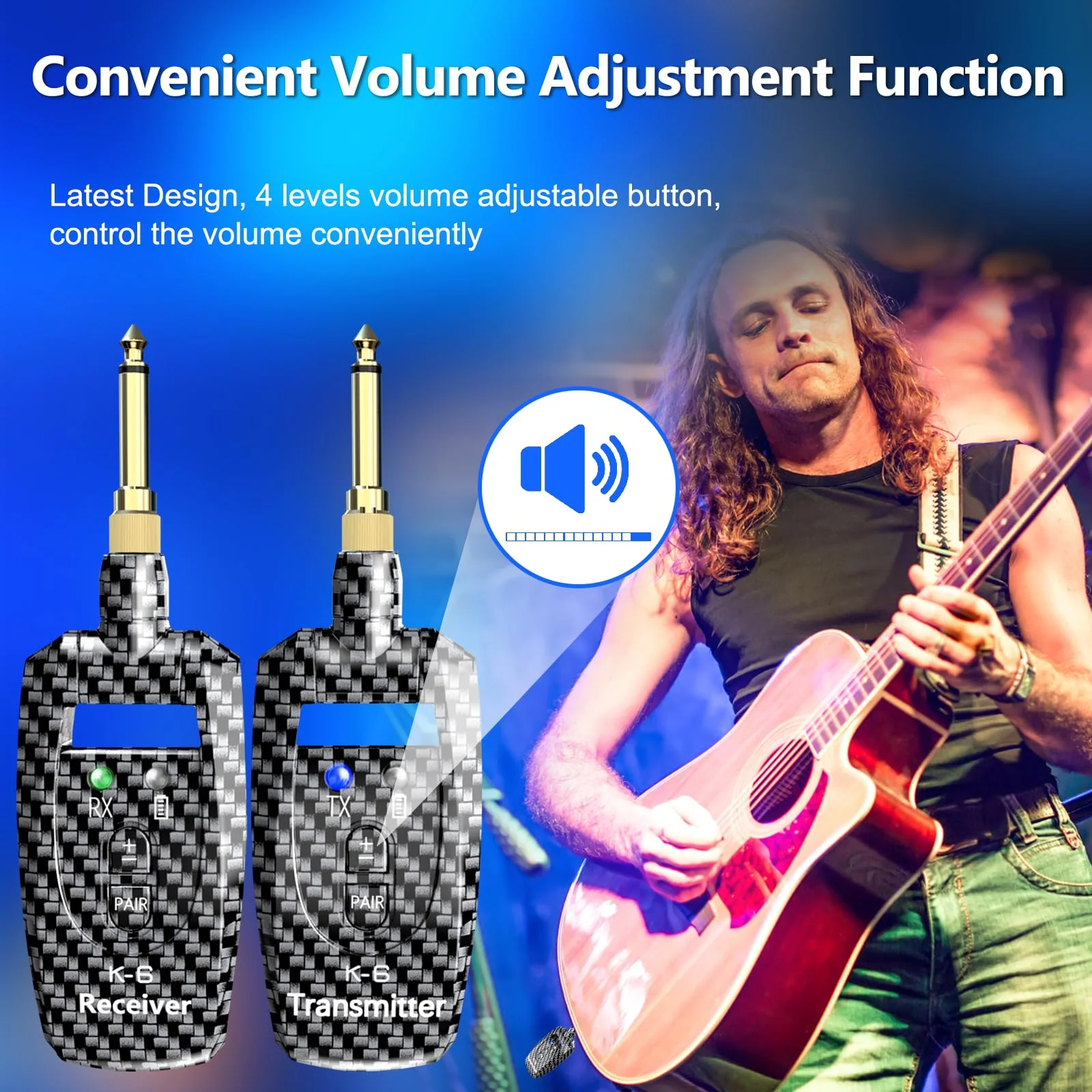Wireless Guitar System 2.4GHz Transmitter Receiver, 24-bit 48KHz Audio, 100ft Range, Rechargeable 5-Hour Battery, 250° Rotating Plug, No Latency for Electric Bass, Guitar Accessories K6 - Image 8
