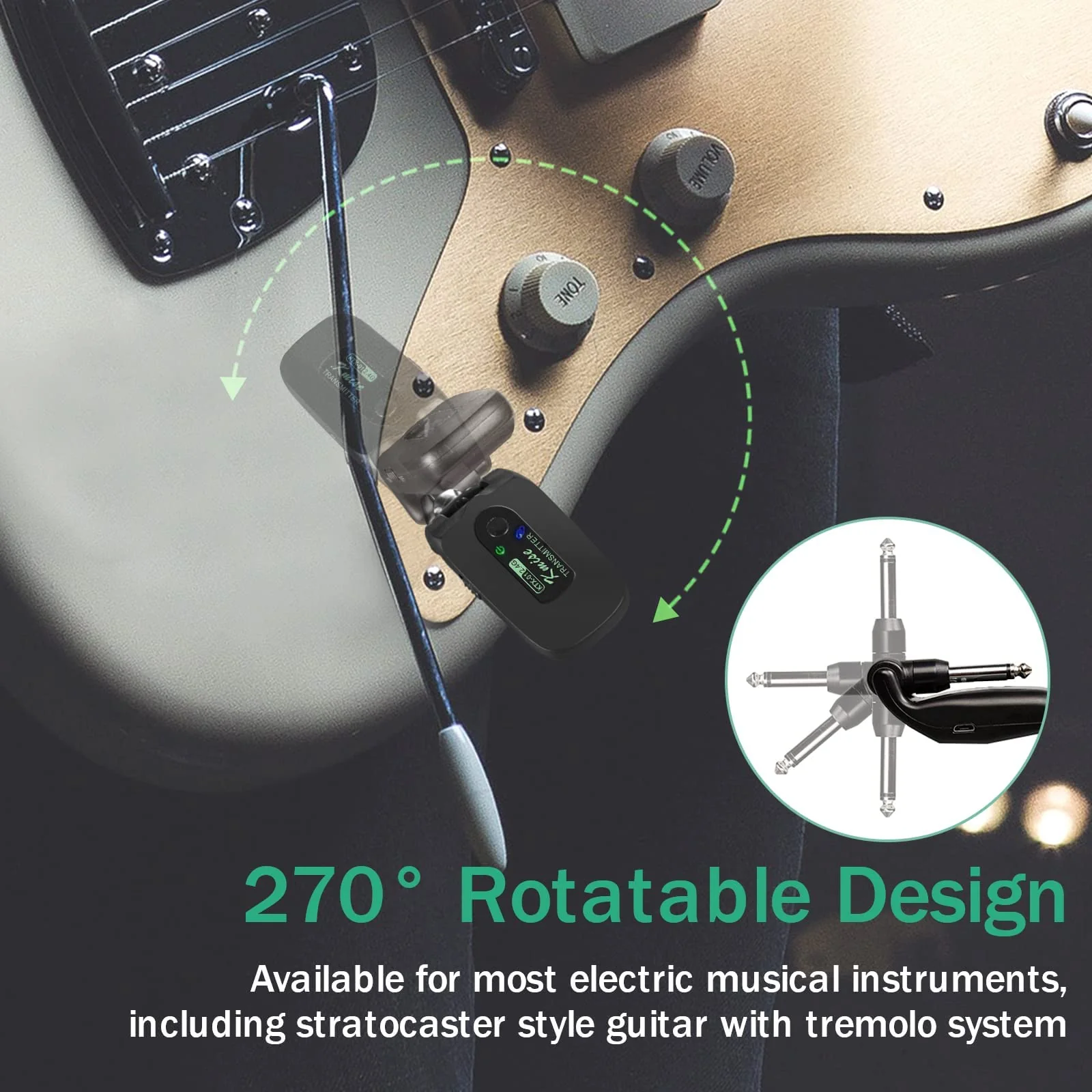 Wireless Guitar System, Kmise 2.4GHZ Transmitter Receiver for Electric Bass Guitars Accessories W/ 100 Feet Transmission Distance & over Working 10h Rechargeable Lithium Battery - Image 2
