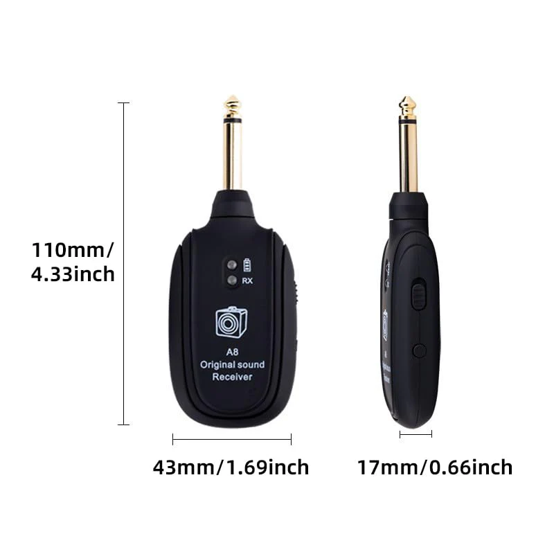 Wireless Guitar System - Transmitter Receiver with Built-in Rechargeable Battery, 4 Channels for Electric Guitar, Bass, Violin - Image 7