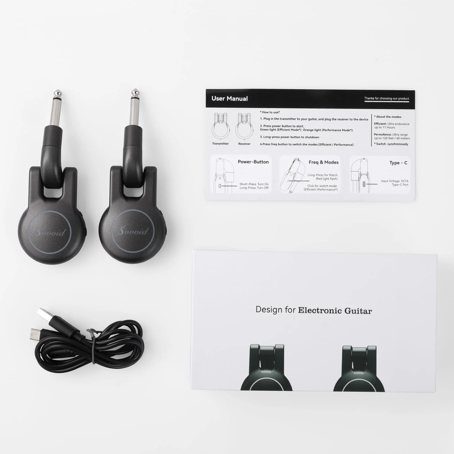 Wireless Guitar System, Wireless Guitar Transmitter Receiver Rechargeable Audio Wireless Transmitter Receiver with 11 Hours Usage Time for Electric Musical Instruments Guitar Bass - Image 7