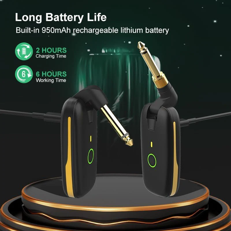 Wireless Guitar System with UHF Transmitter and Receiver, 7-Channel Rechargeable Audio, 164 Feet Range, 1/4” and 1/8” 2 in 1 Plug, USB-C Charging, Perfect for Guitar Bass Electric Musical Instruments - Image 5