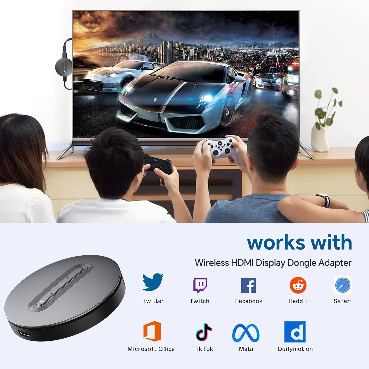 Wireless HDMI Display Dongle Adapter – Miracast Dongle, DLNA, AirPlay - Plug & Play Video/Audio Streaming from Laptop, PC, Smartphone to HDTV, Projector, Monitor - Image 2
