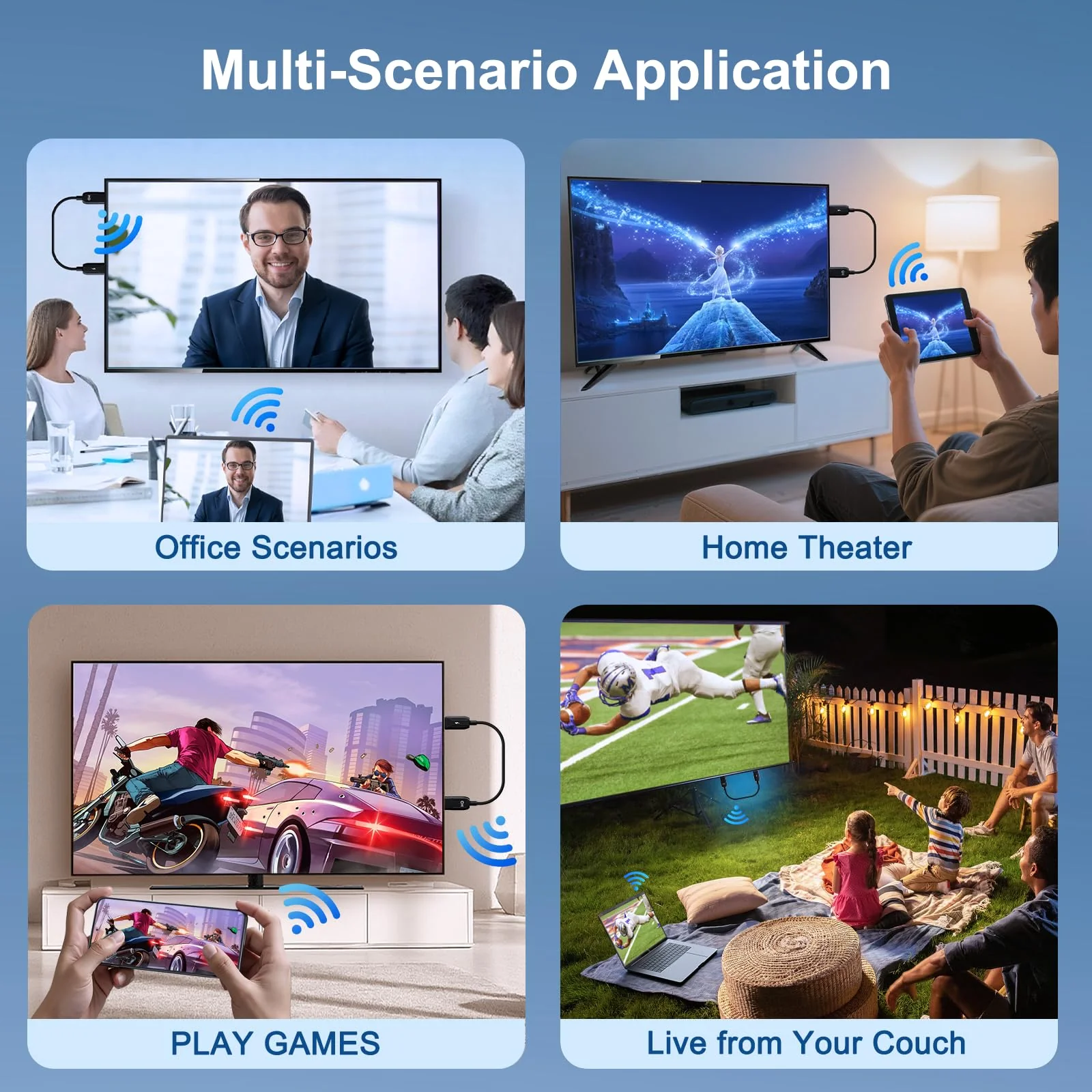 Wireless HDMI Mirroing Adapter/Cable/dongle,Streaming Stick,Wireless Display Adapter Extender Streaming Video/Audio to TV/Projector/Monitor,Suitable for iPhone/iPad/MacBook/Smartphone/Notebook Black - Image 6