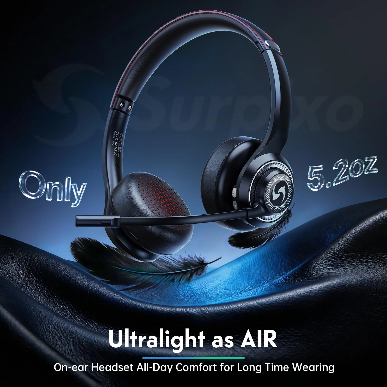 Wireless Headset with Mic for Work, Dual-Mode Connectivity, Stable 50+ Playtime& 2.4GHz Dongle Fit for PC/ PS4/ PS5/ Cell Phones, Bluetooth Headset for Work- Call Center/Teams- Black - Image 7