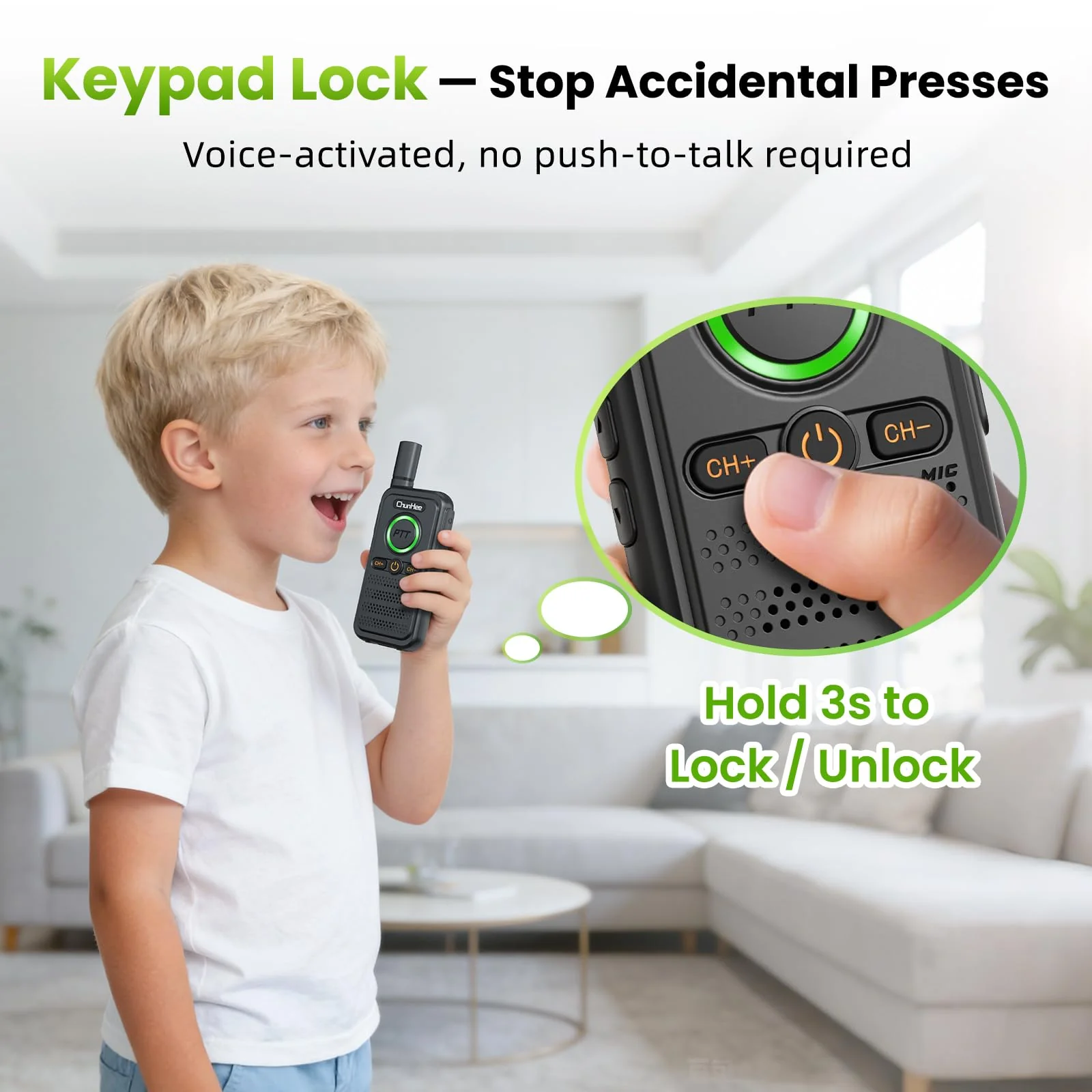 Wireless Home Security Intercom System with VOX Hands-Free & SOS Alarm, 1.5 Mile Long Range 2-Way Intercom, Large PTT Buttons, Portable Intercom for Elderly, Caregivers, House & Business (2 Pack) SET 1 - Image 5