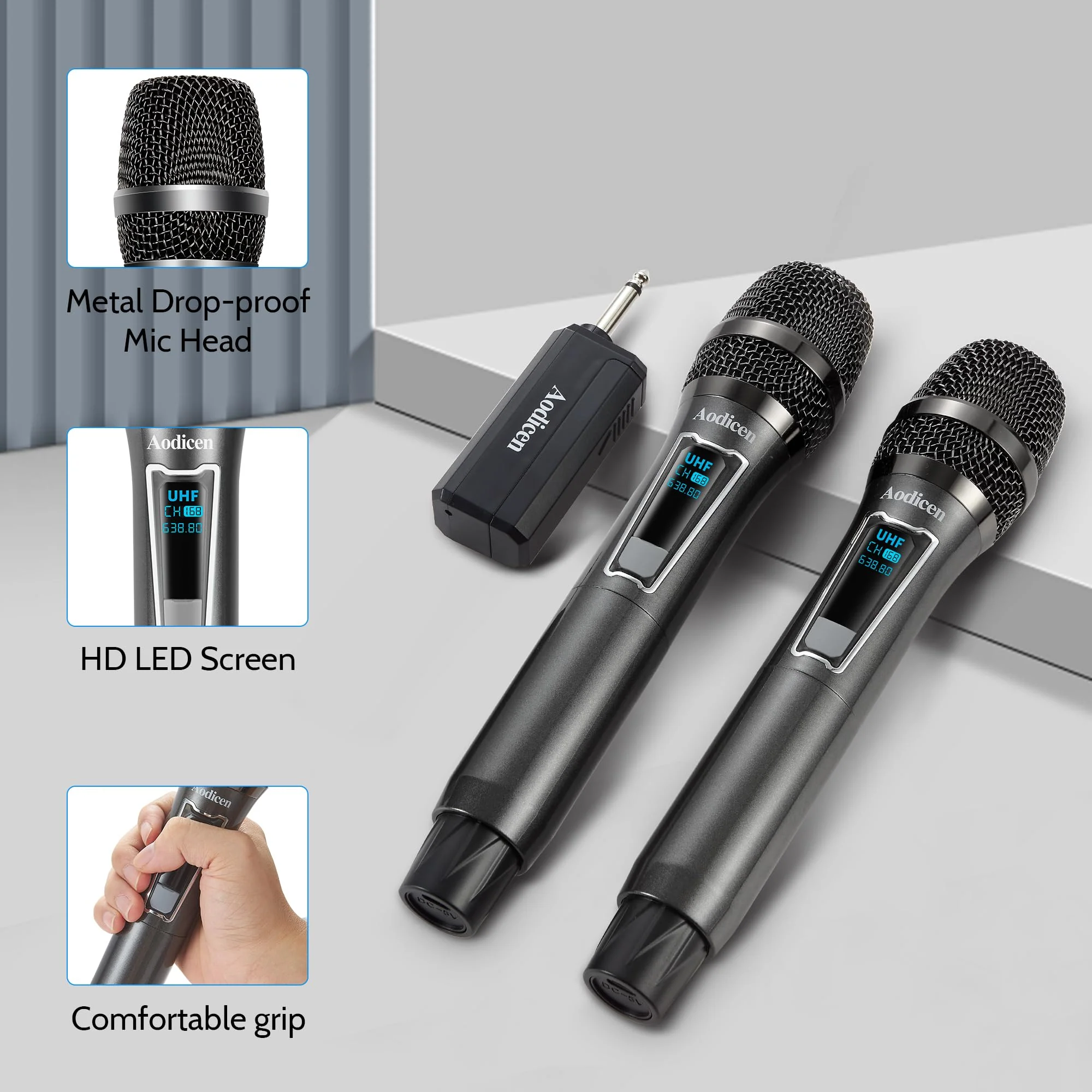 Wireless Karaoke Microphone - Plug & Play Handheld Mic System with Receiver for Smart TV, Singing, Parties (Black, 2 Mic) Black - Image 5