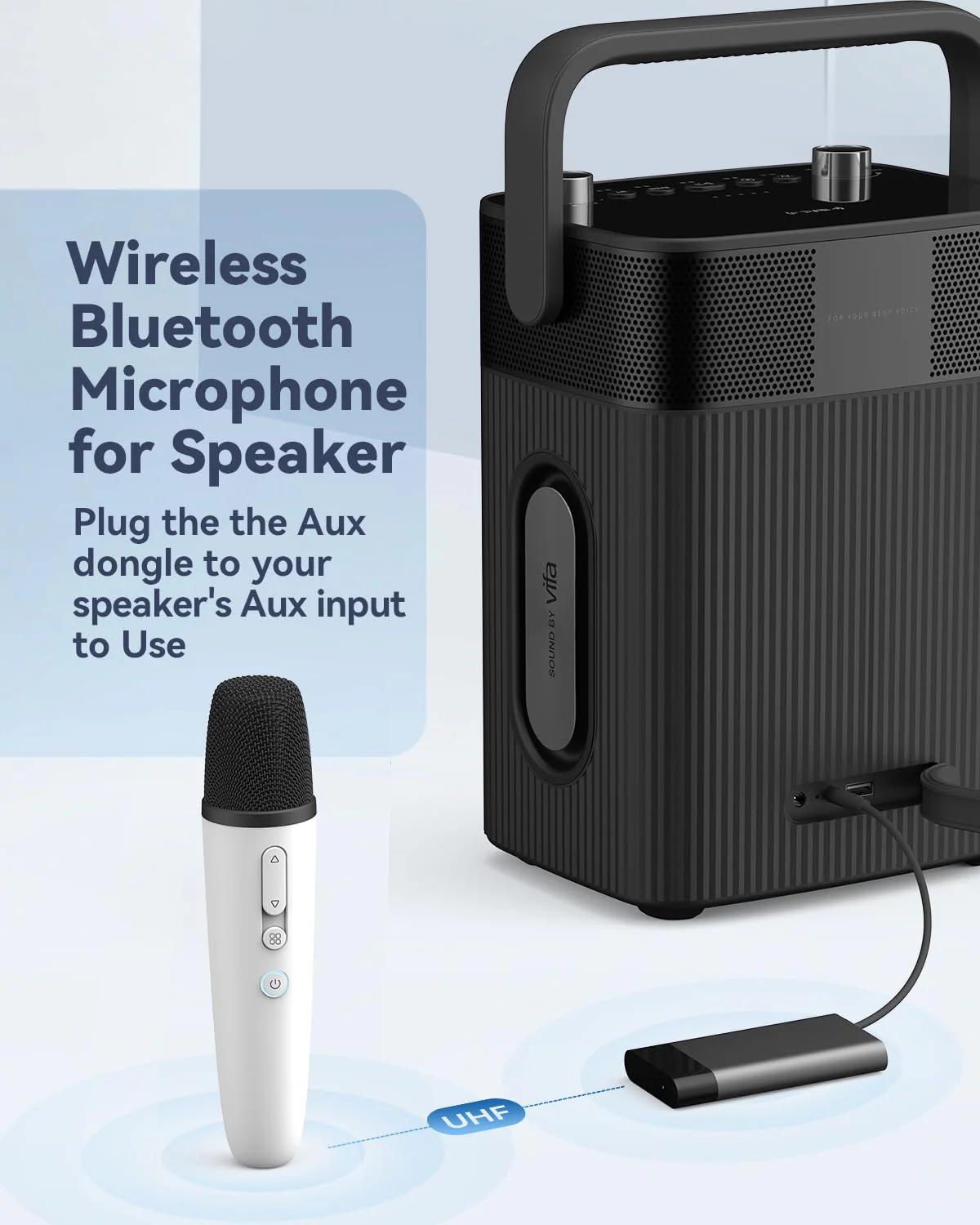 Wireless Karaoke Microphones with 8 Joy Tune Effects, Handheld Rechargeable Single Mic with 3.5mm AUX Receiver, Car Karaoke Micphone with Portable Storage Bag for Cars, Speaker, Phones (Not for Tesla) - Image 2