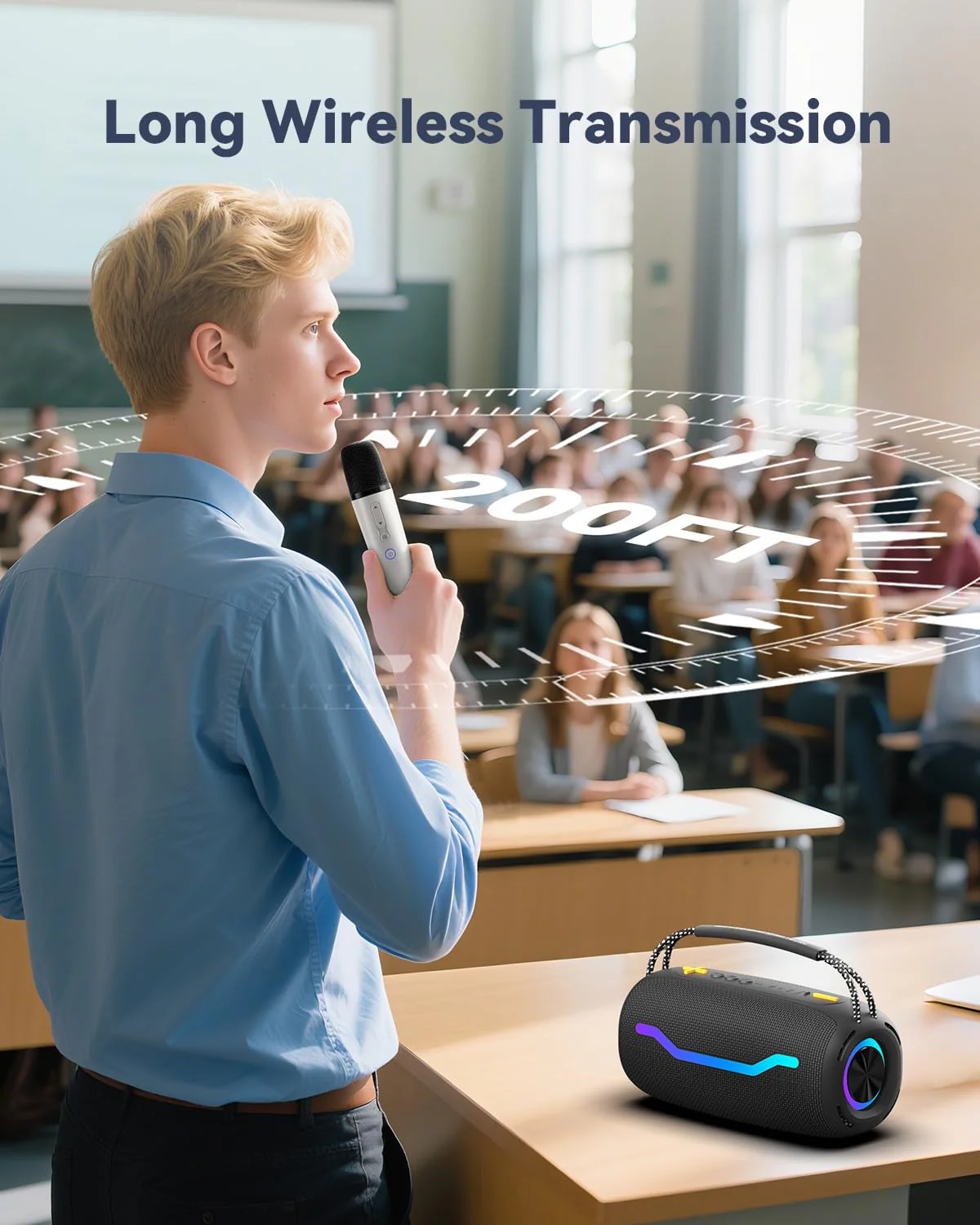 Wireless Karaoke Microphones with 8 Joy Tune Effects, Handheld Rechargeable Single Mic with 3.5mm AUX Receiver, Car Karaoke Micphone with Portable Storage Bag for Cars, Speaker, Phones (Not for Tesla) - Image 3