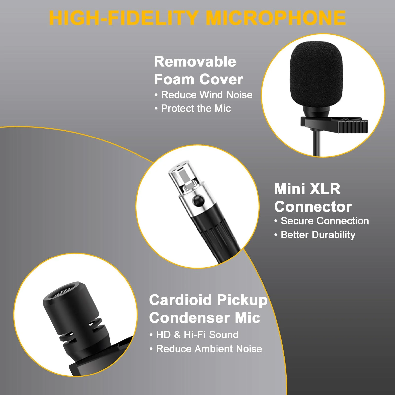 Wireless Lapel Microphone System with Headset & Lavalier Mics, UHF Bodypack Transmitters, Mini Rechargeable Receiver, 48 Channels in 500MHz, 260ft Range, Plug & Play for Wedding Speech Church BXMIC01 - Image 4