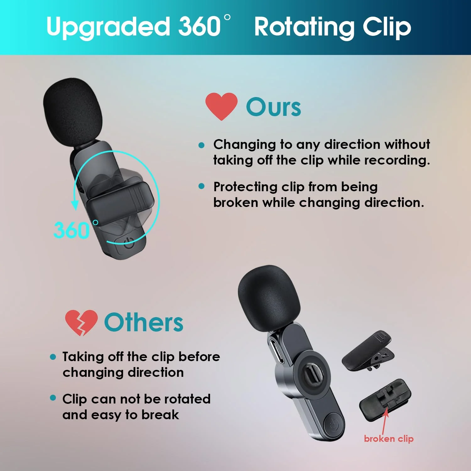 Wireless Lavalier Lapel Microphone for iPhone 15/Android/Computer - Bluetooth Mini Phone Mic for Video Recording, Clip-on USB C Microphones for YouTube Tiktok Podcast Vlog & Livestream USB C for iPhone 15 - Image 3