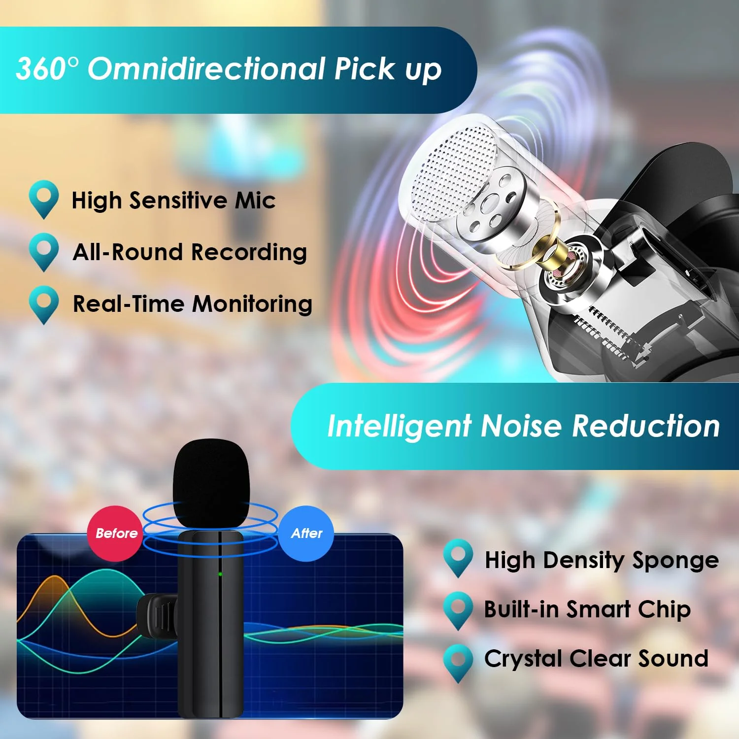 Wireless Lavalier Lapel Microphone for iPhone 15/Android/Computer - Bluetooth Mini Phone Mic for Video Recording, Clip-on USB C Microphones for YouTube Tiktok Podcast Vlog & Livestream USB C for iPhone 15 - Image 4