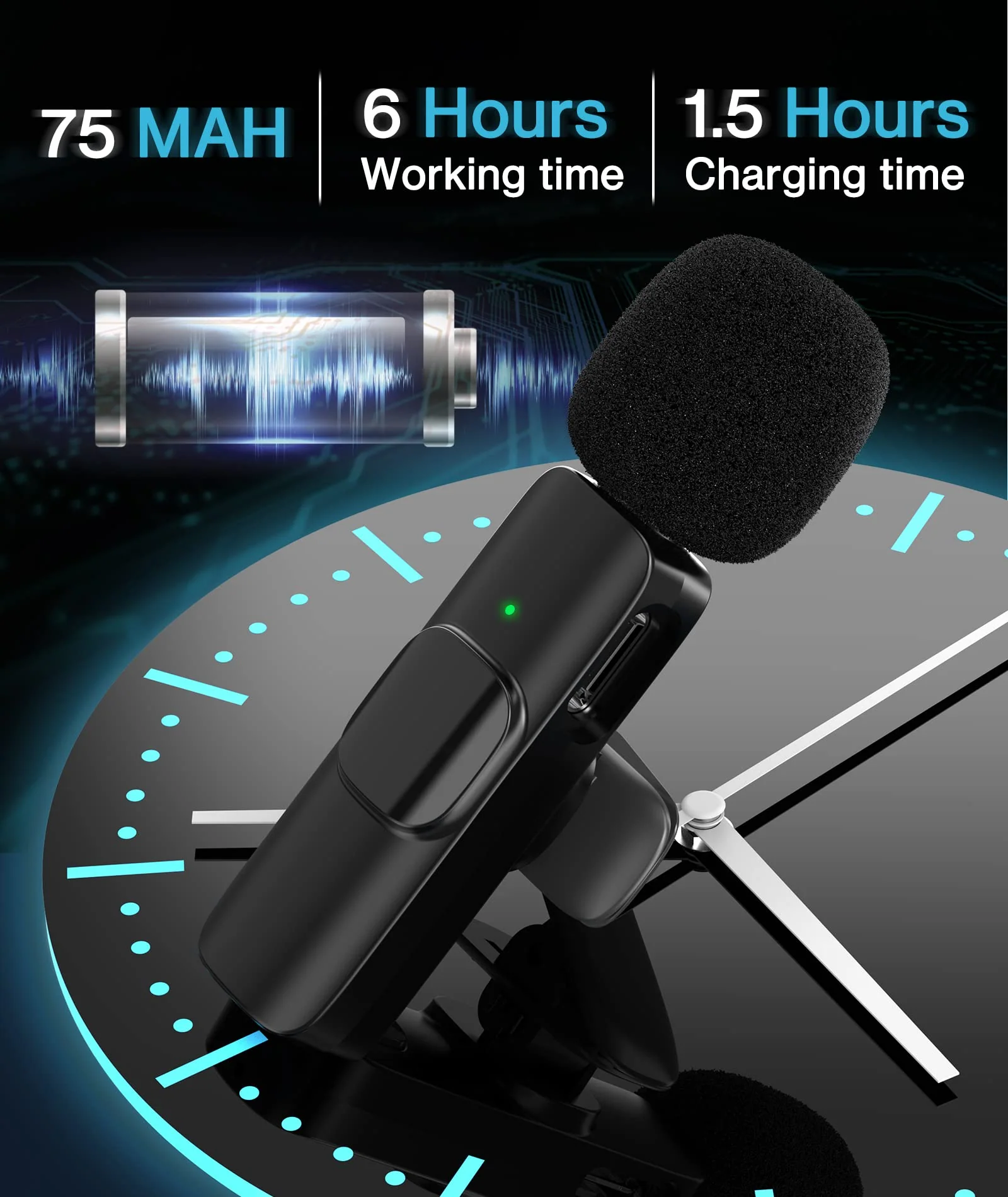 Wireless Lavalier Microphone for Android/iPhone/Computer/Laptop, Wireless Mic for iPhone15 with Noise Reduction Chip, Mini Microphone for Recording Podcast YouTube, TikTok(2 Pack) - Image 4