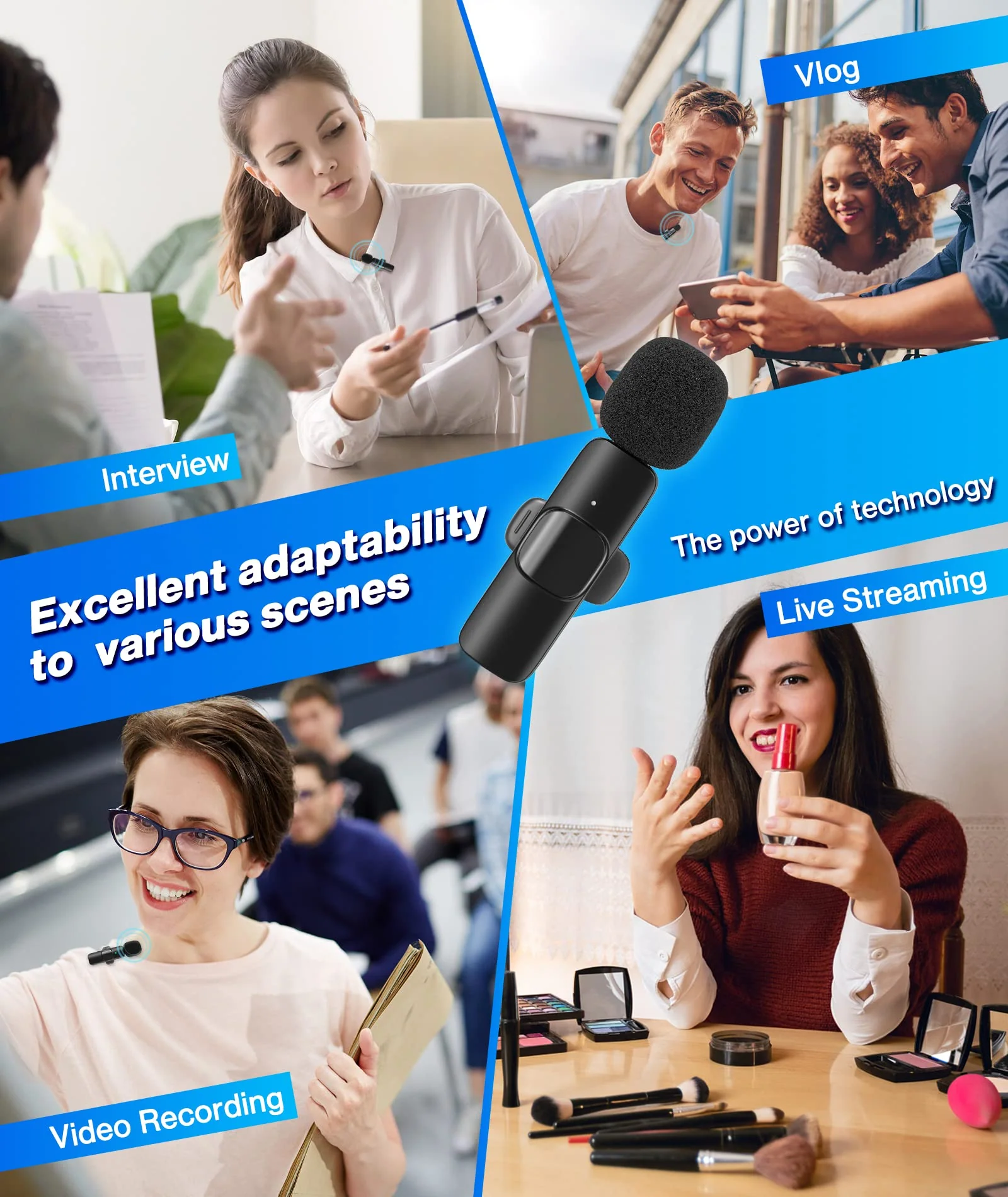 Wireless Lavalier Microphone for Android/iPhone/Computer/Laptop, Wireless Mic for iPhone15 with Noise Reduction Chip, Mini Microphone for Recording Podcast YouTube, TikTok(2 Pack) - Image 5